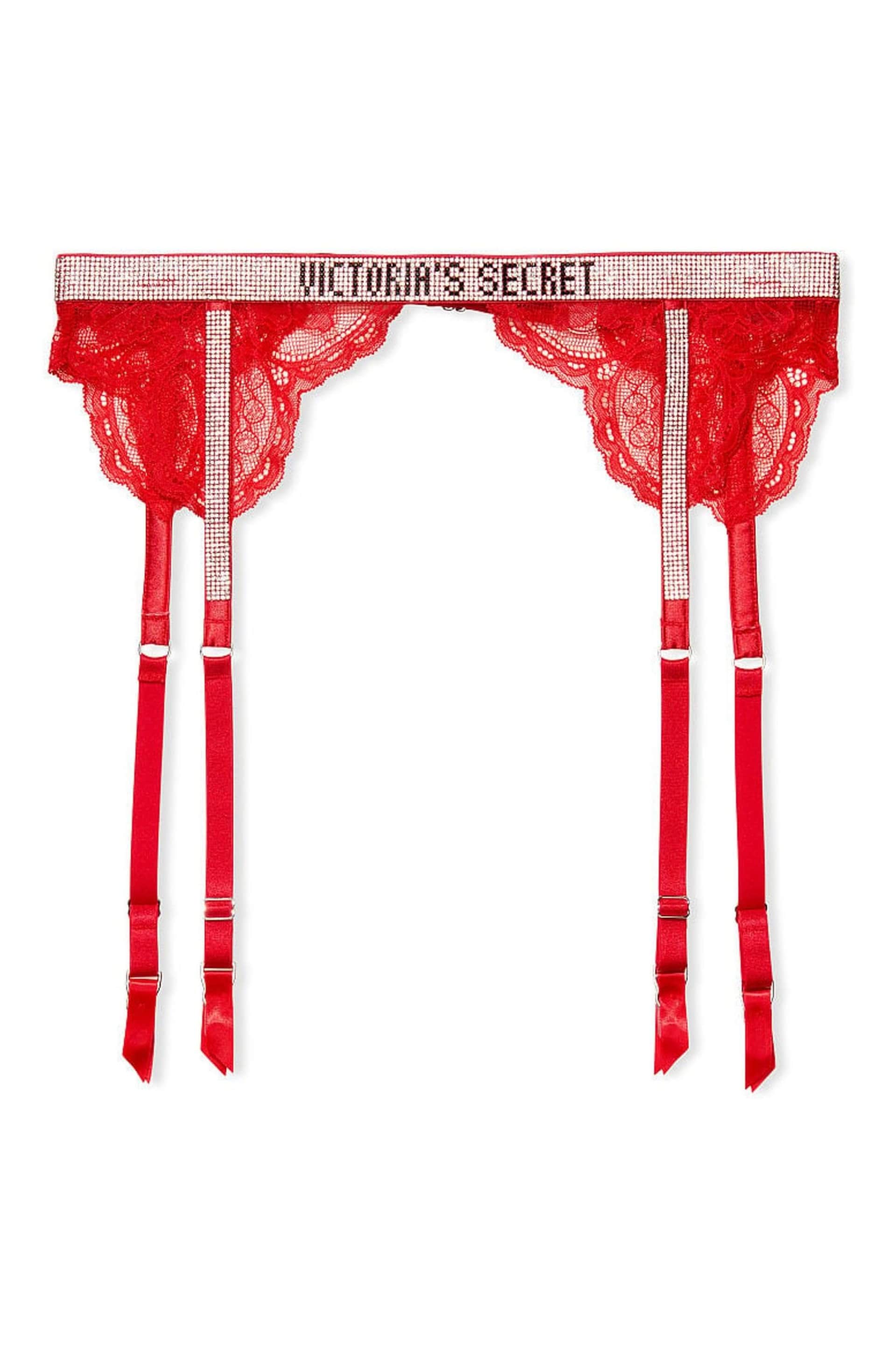 Victoria's Secret Lipstick Red Lace Shine Strap Suspenders - Image 4 of 4