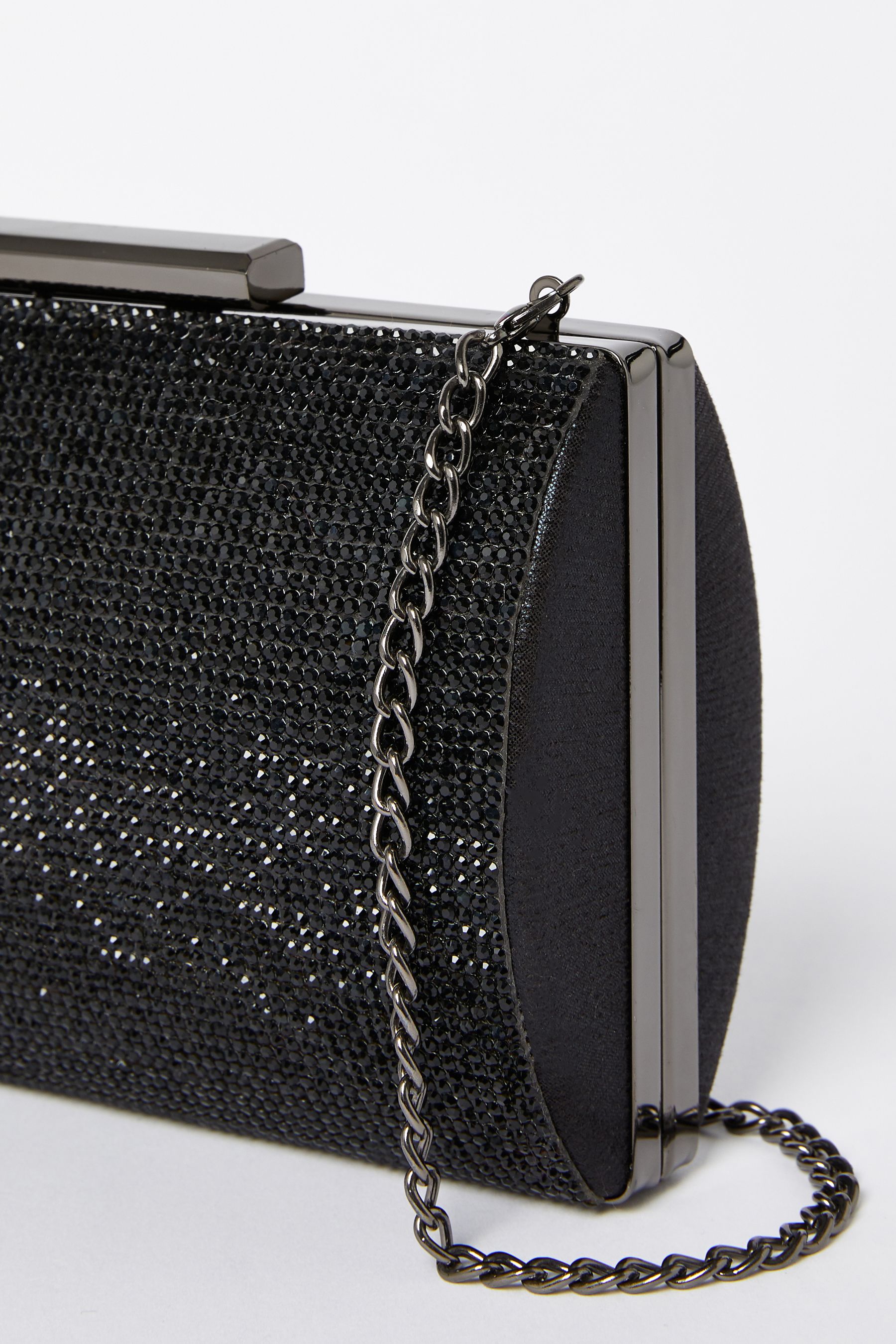 Black diamante clutch bag hot sale