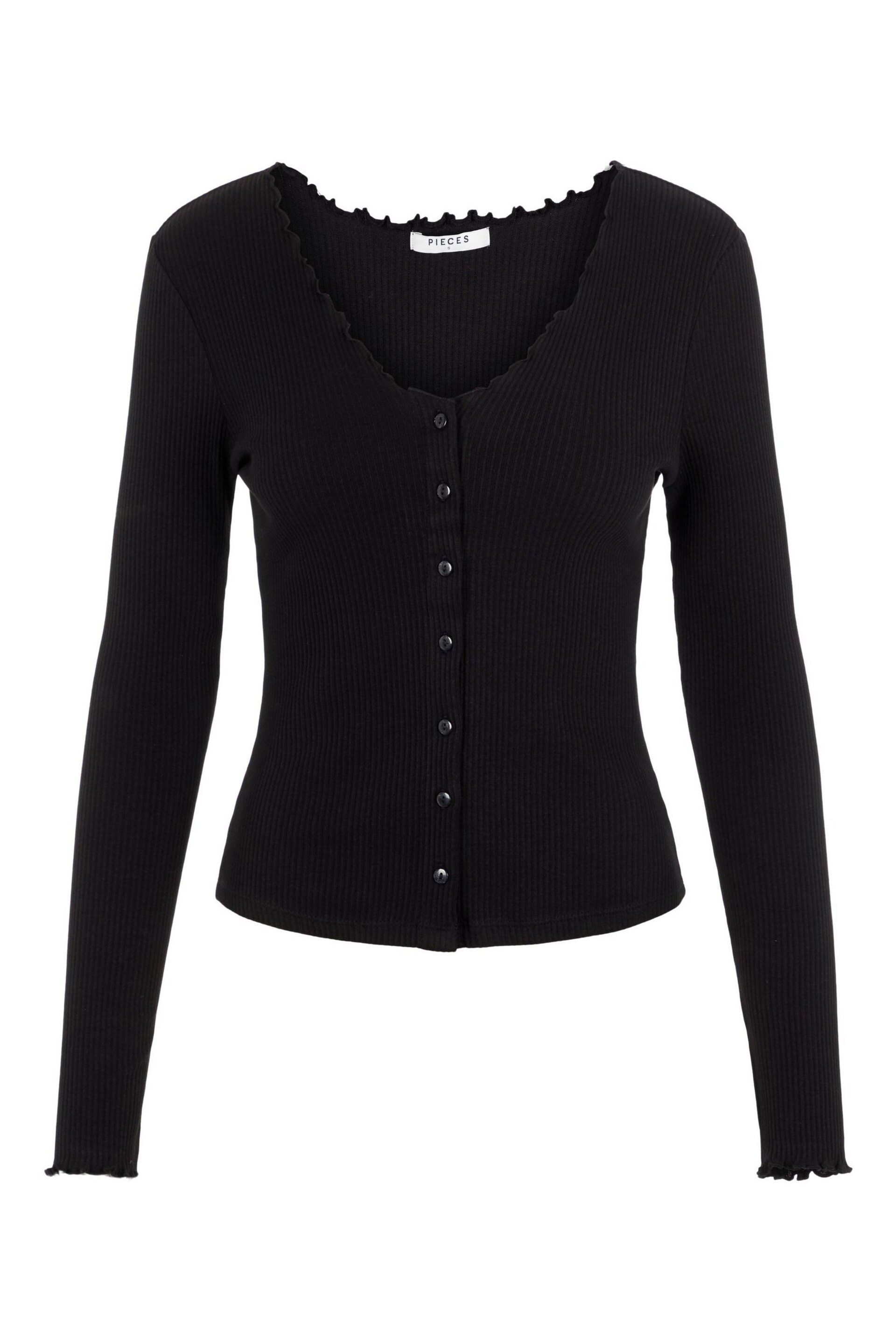 PIECES Black Long Sleeve Lightweight V Neck Cardigan - Image 4 of 4