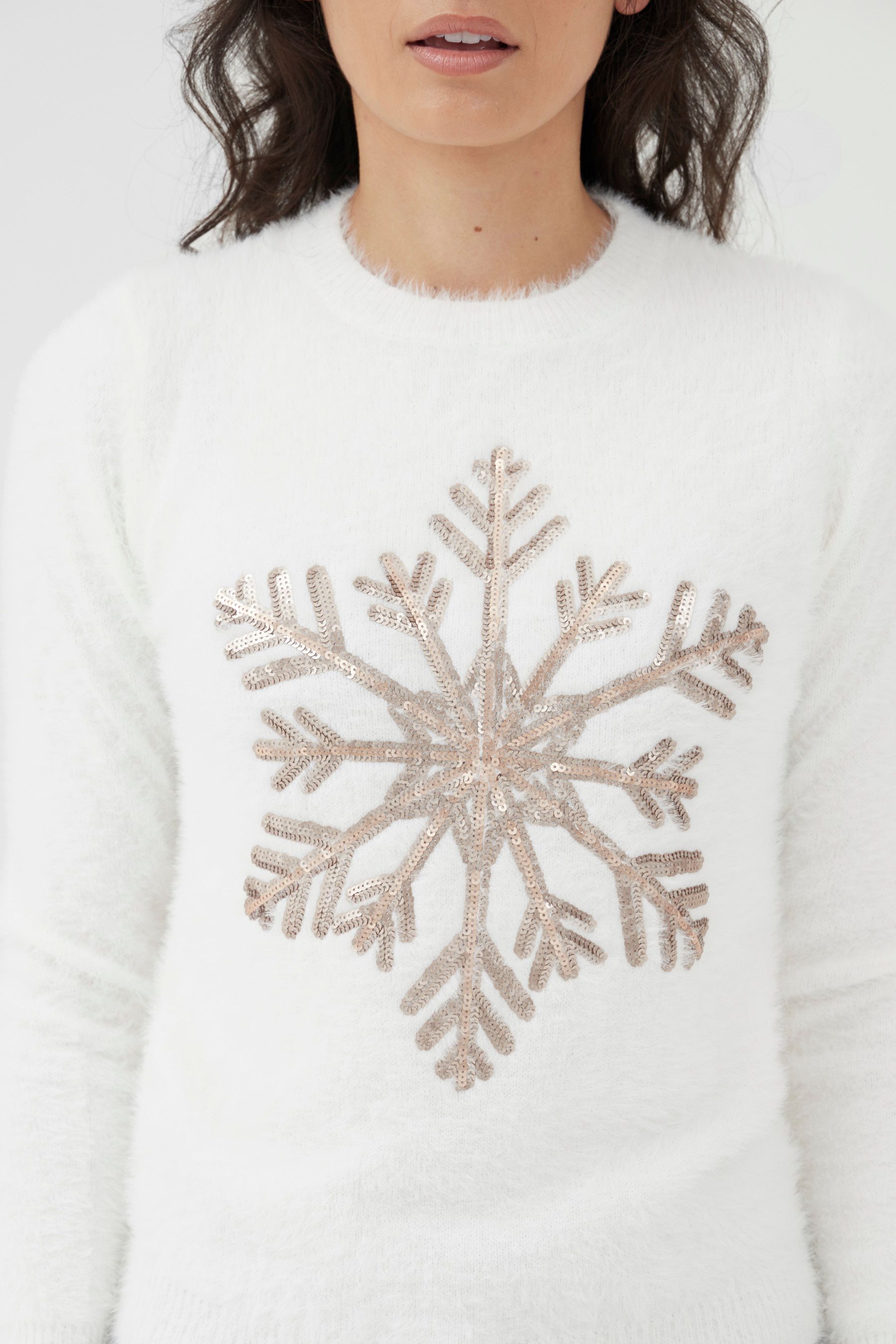 White snowflake jumper top