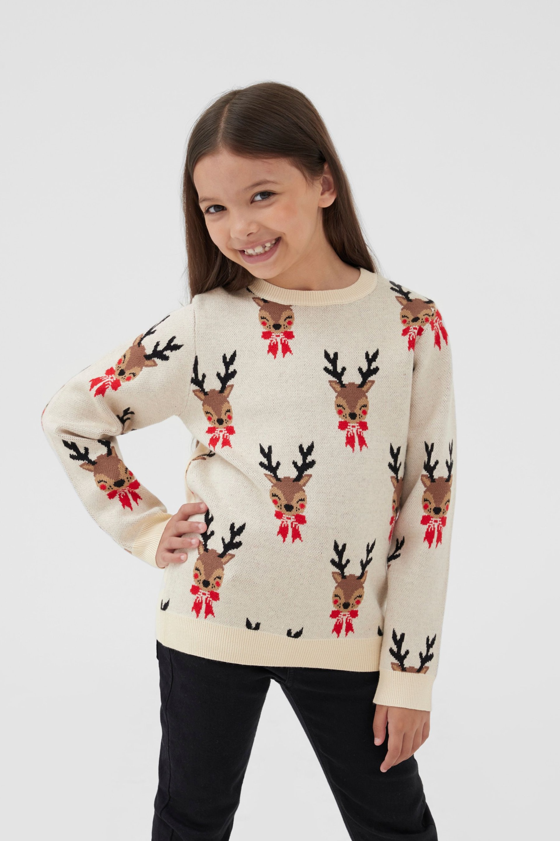 Society 8 White Cupid Christmas Jumper - Girls - Image 1 of 3