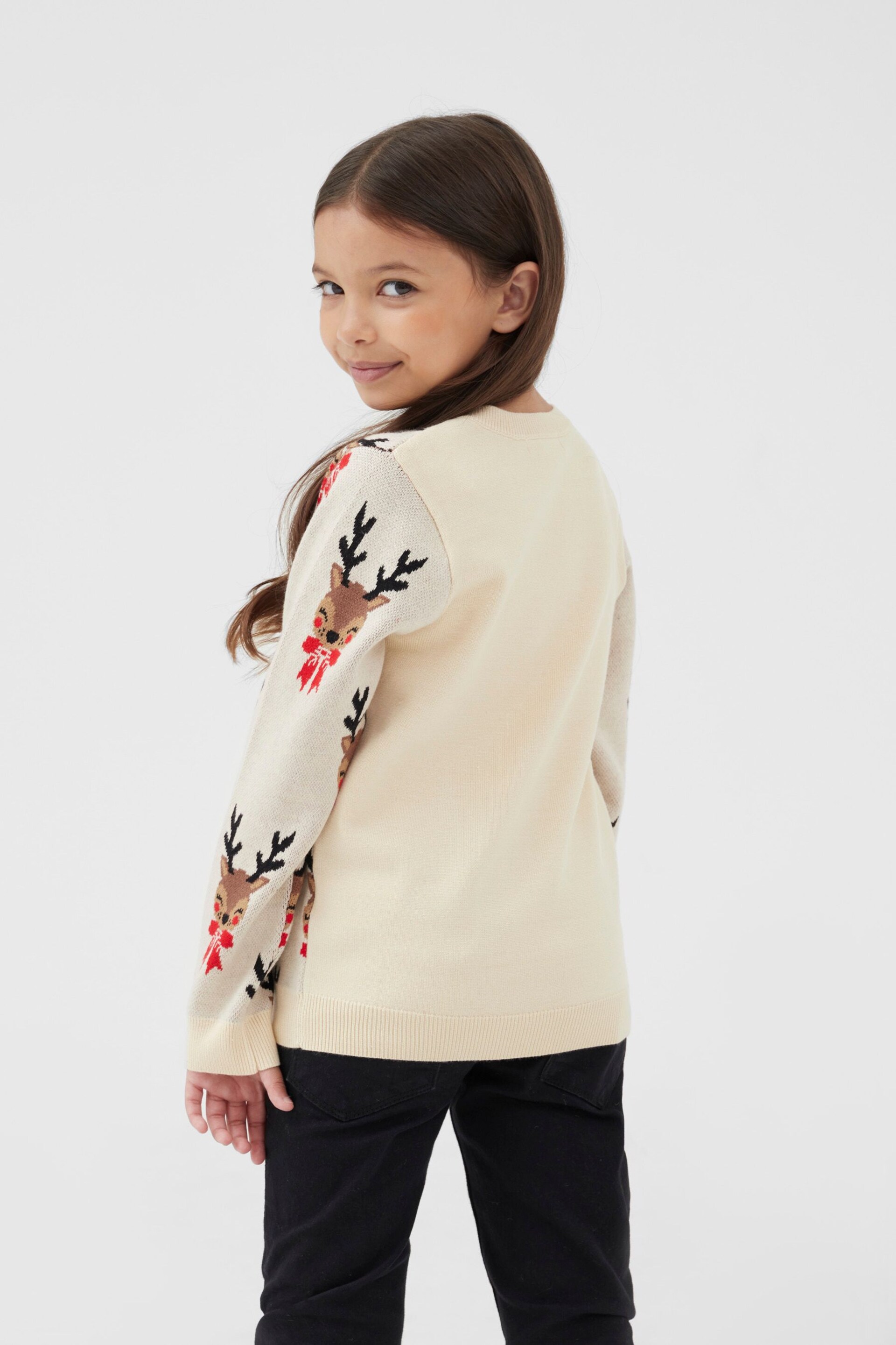 Society 8 White Cupid Christmas Jumper - Girls - Image 2 of 3