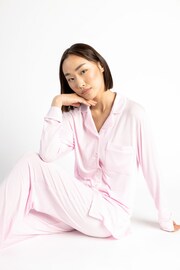 Chelsea Peers Pink Curve Modal Button Up Pyjama Set - Image 2 of 5