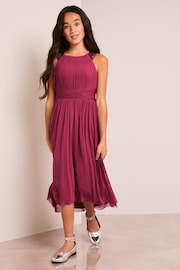 Lipsy Berry Red Embellished Strap Midi Occasion Dress - Image 1 of 4