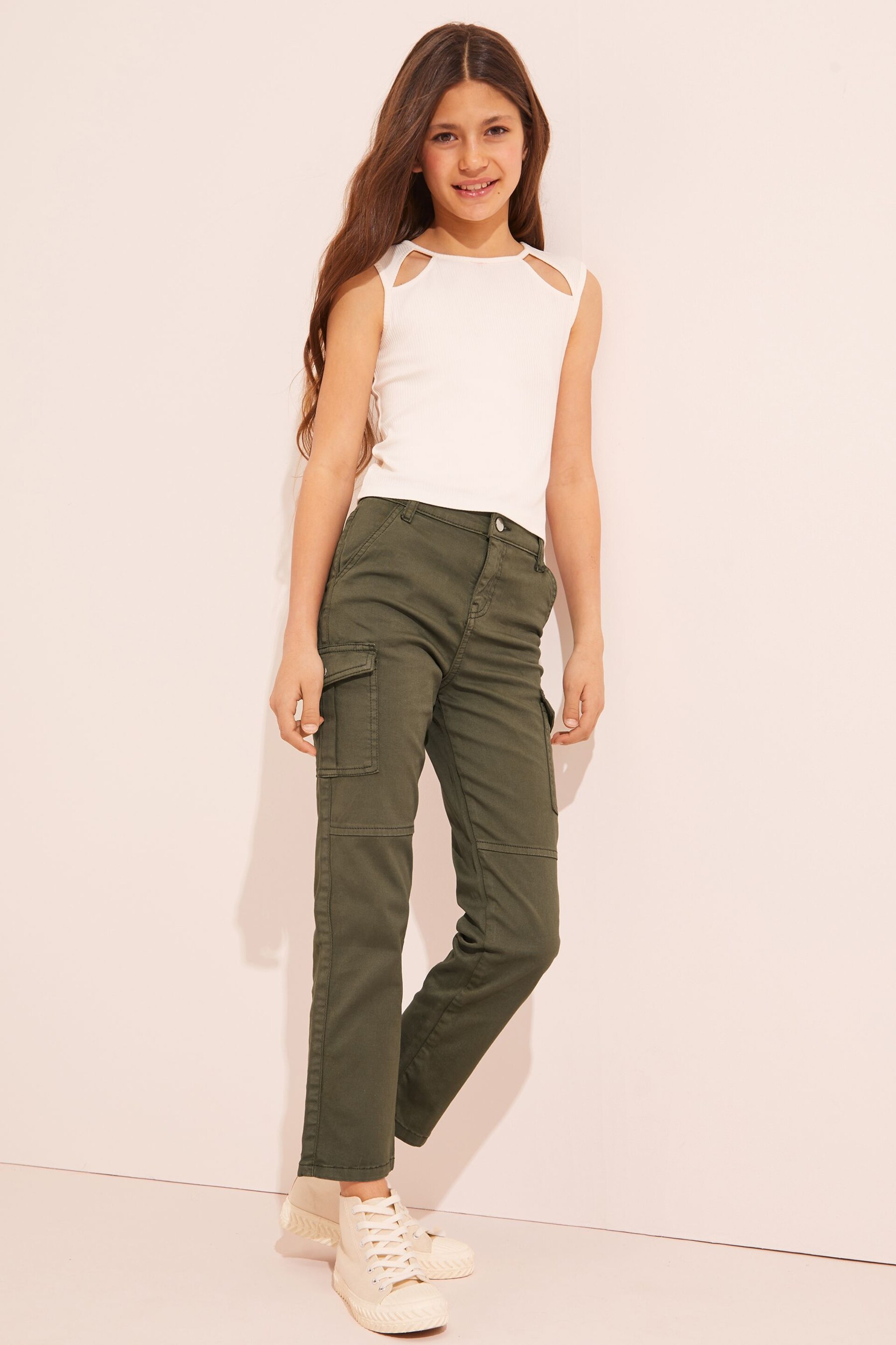 Lipsy Khaki Green Cargo Trousers (From 2-16yrs) - Image 2 of 4