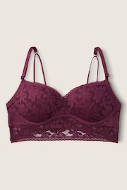 Victoria's Secret PINK Rich Maroon Purple Lace Wired Push Up Bralette - Image 3 of 4