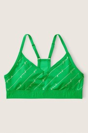 Victoria's Secret PINK Happy Camper Green Foil Logo Lightly Lined Low Impact Sports Bra - Image 4 of 4