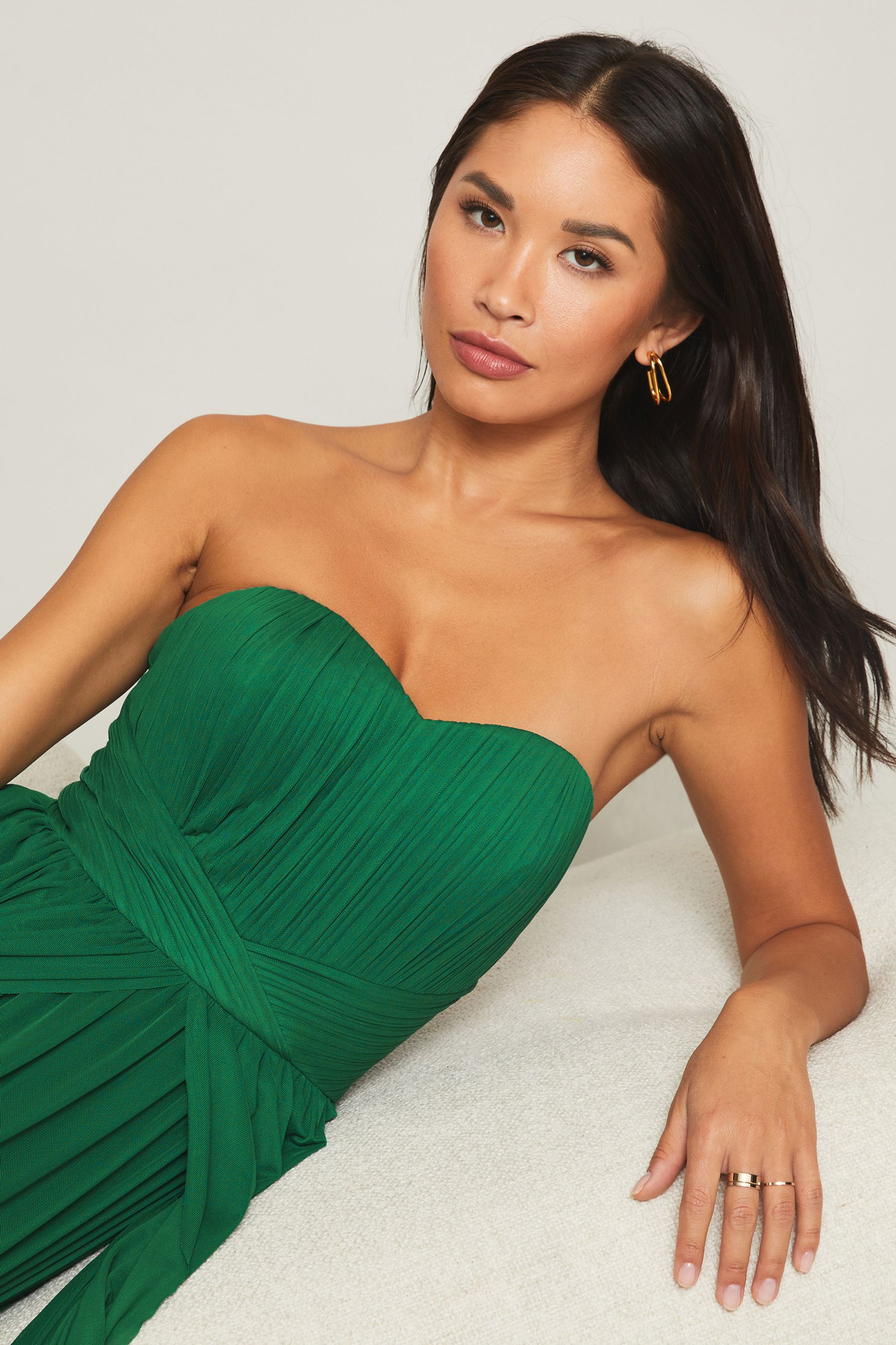 Lipsy bella bandeau maxi dress green 2025