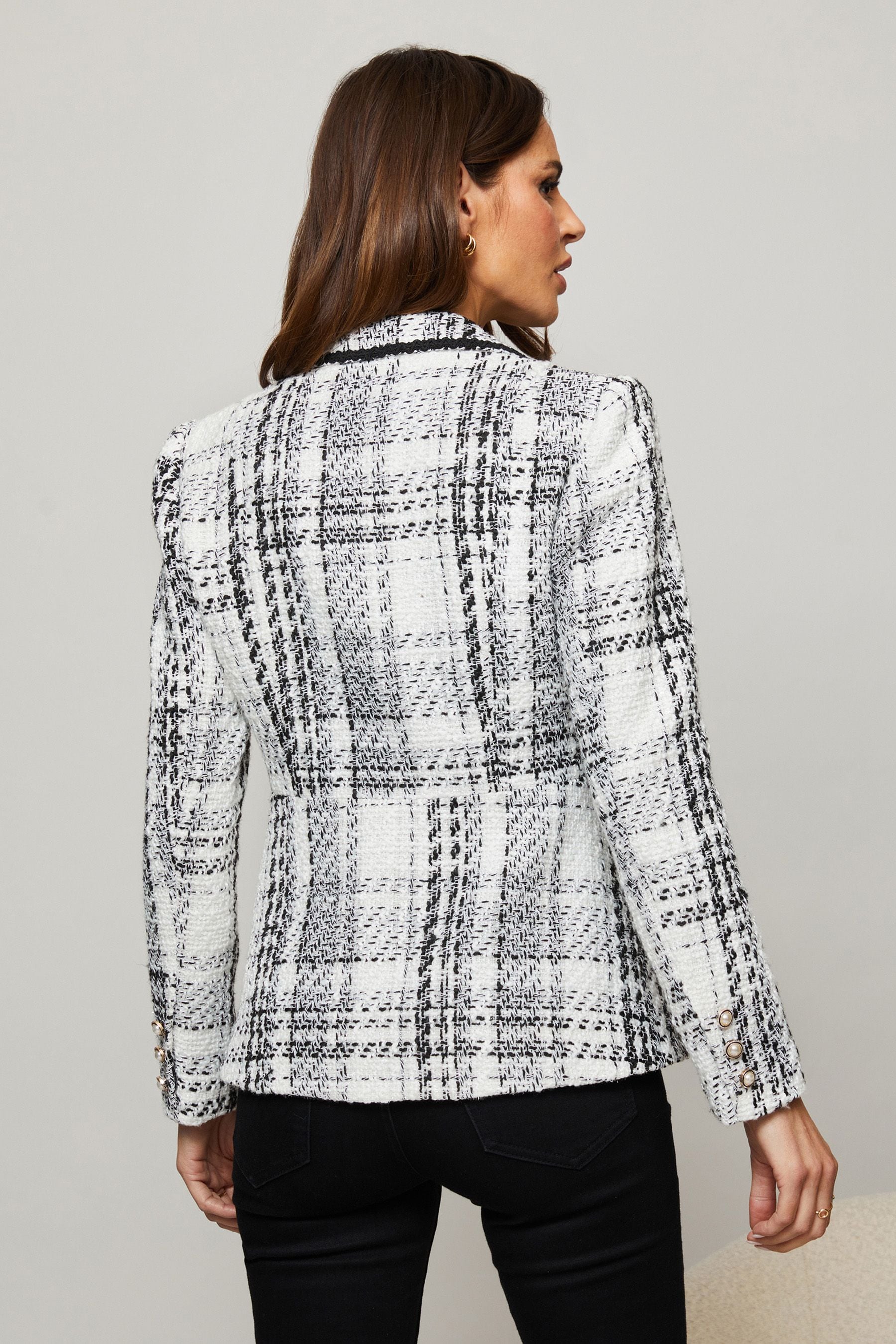 Buy Lipsy Monochrome Trim Regular Boucle Military Blazer from Next Luxembourg