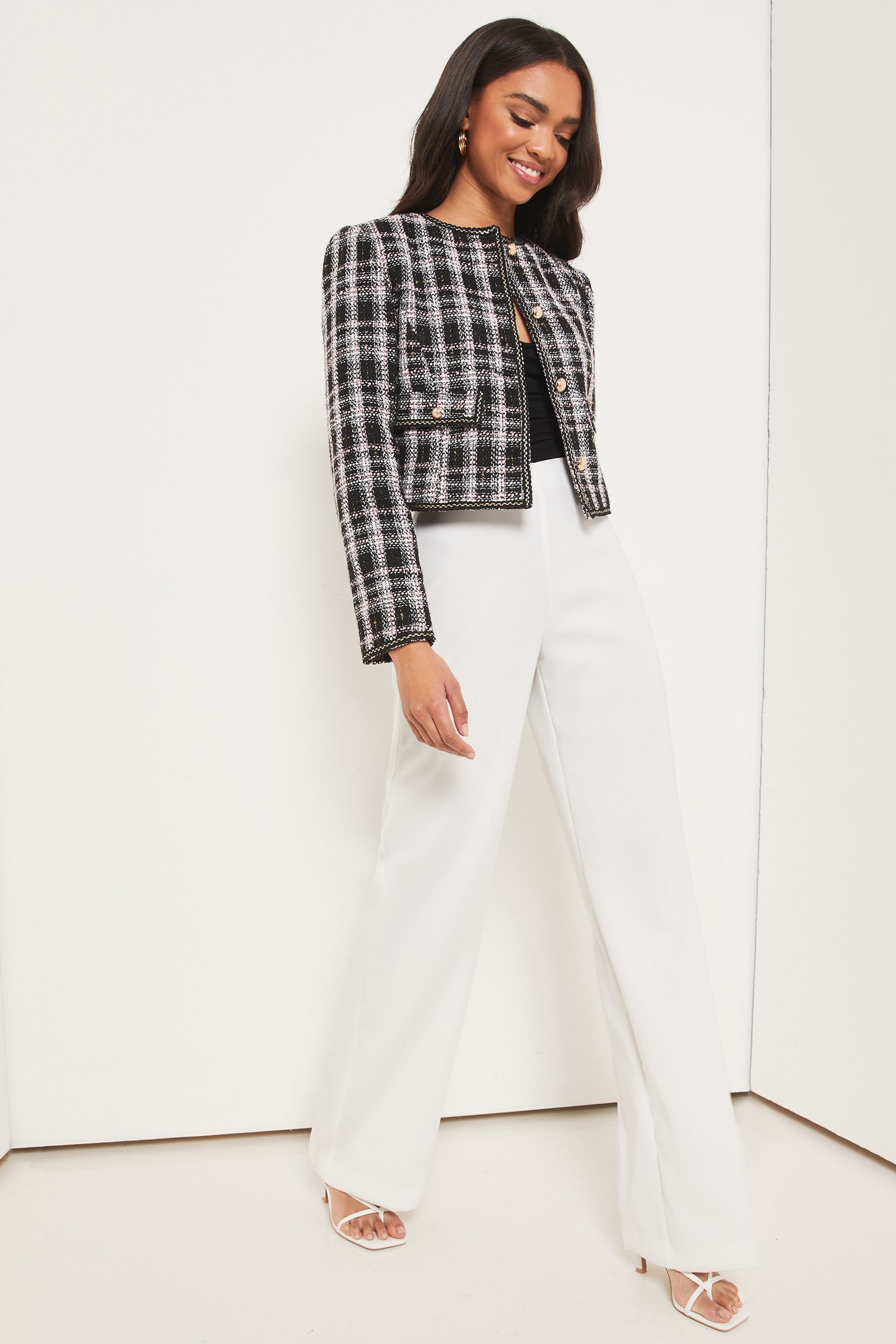 Lipsy tartan boucle jacket store