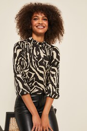 Friends Like These Zebra 3/4 Sleeve High Neck Blouse - Image 1 of 4
