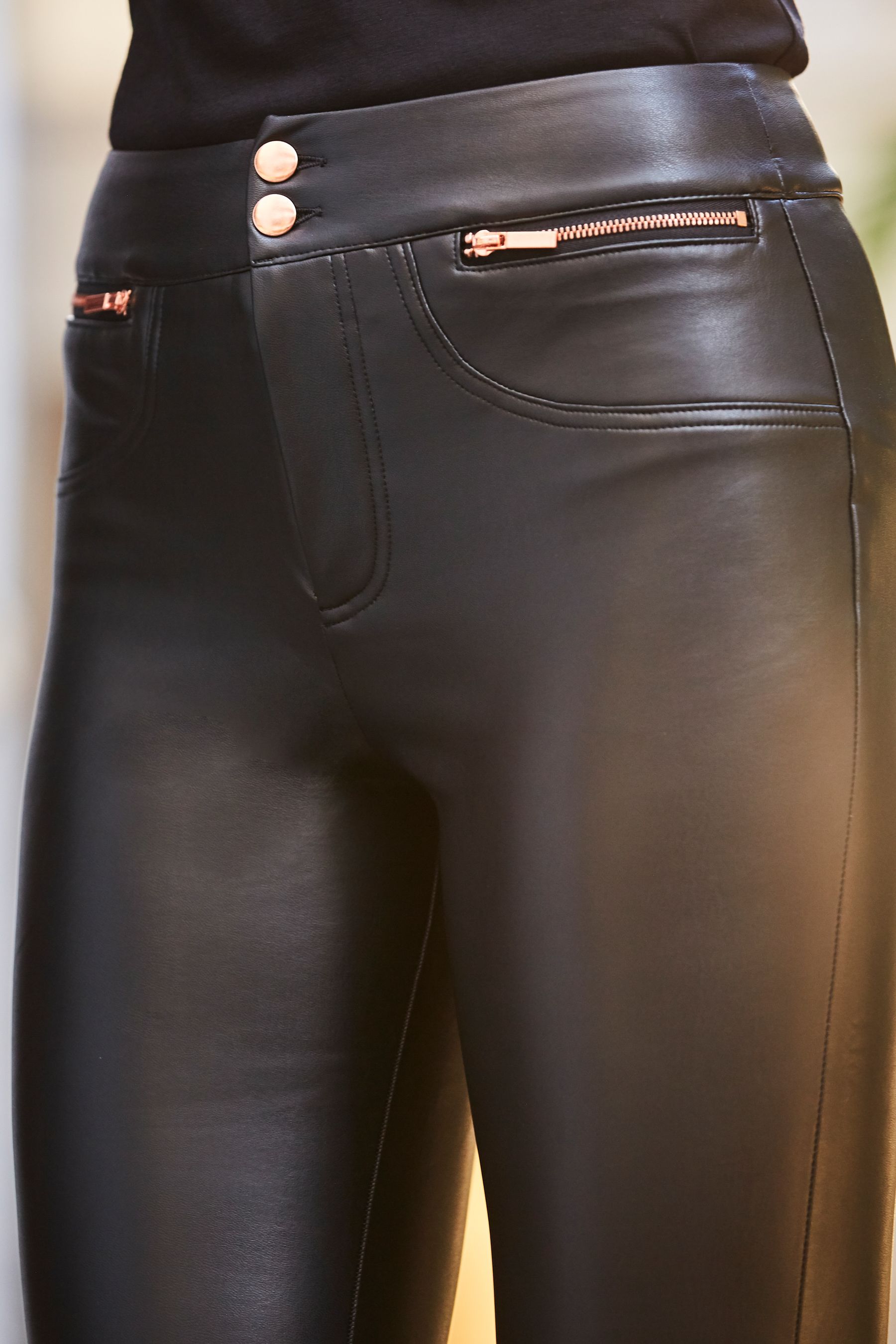 Rose gold leather pants store