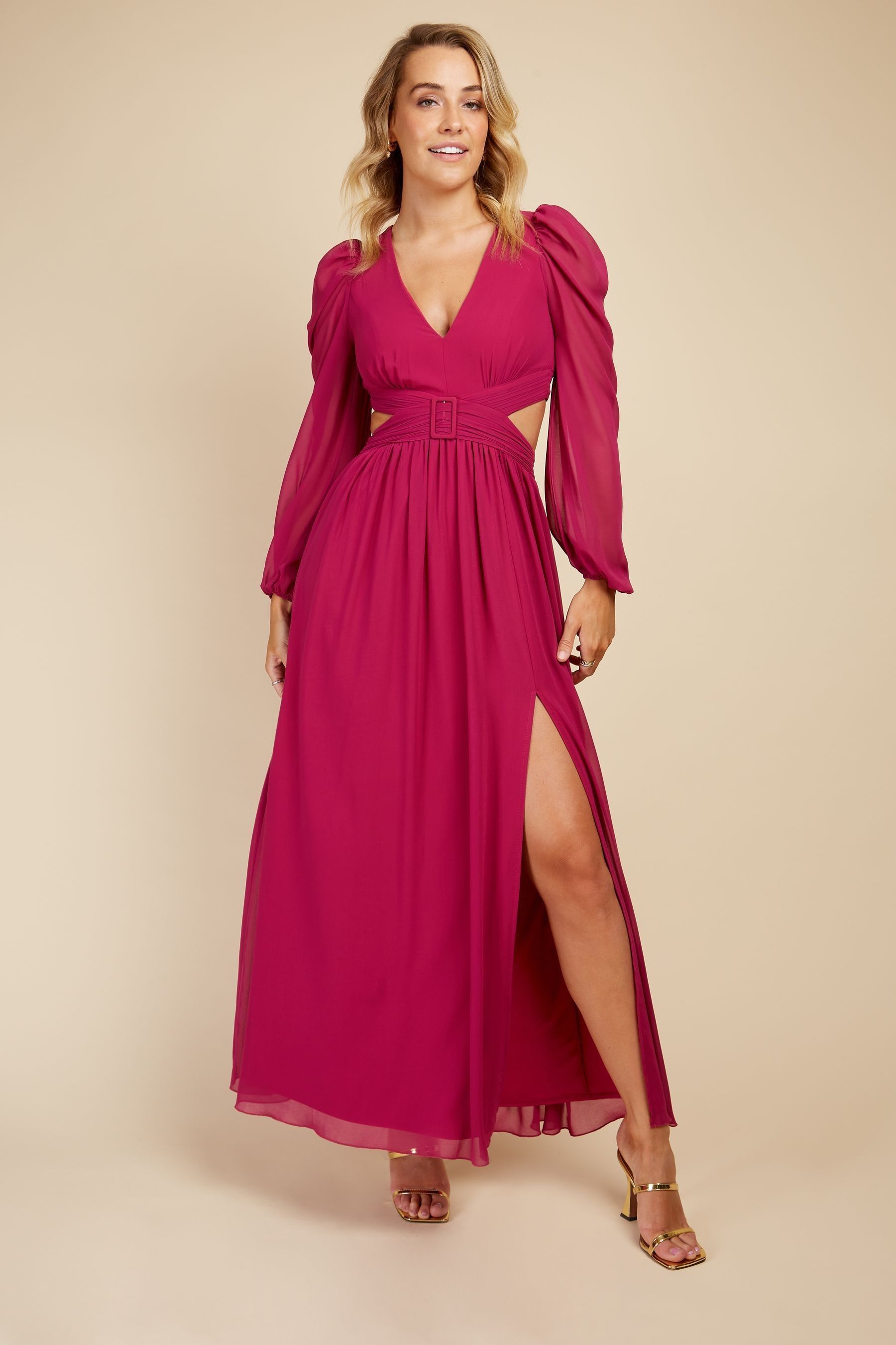 Buy Little Mistress Pink Orchid Cut Out Waist Maxi Dress from Next Luxembourg