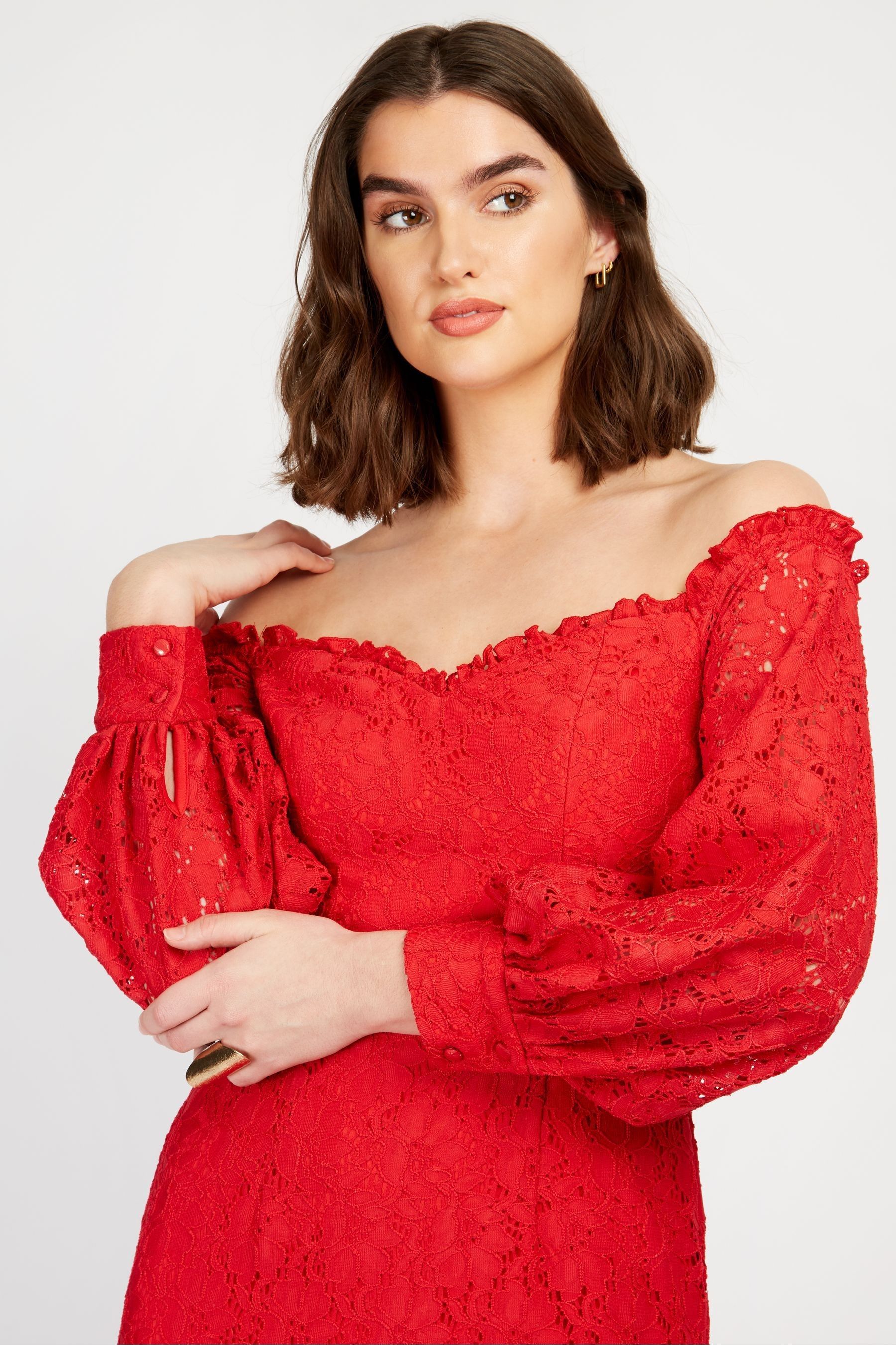 Little mistress red lace dress hot sale