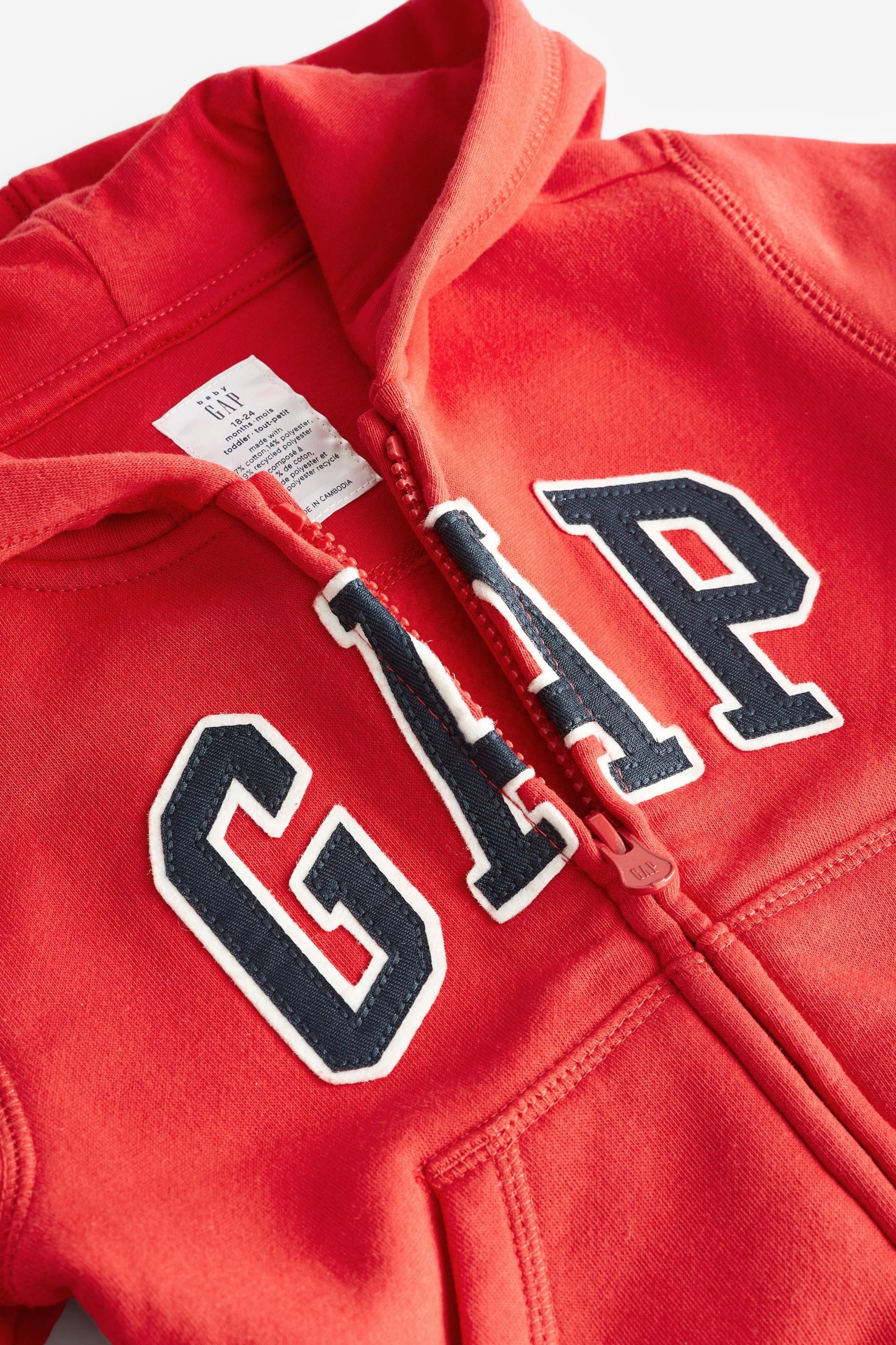 Gap Red Logo Zip Up Hoodie (6mths-5yrs) - Image 3 of 3