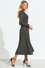 Sosandar Black Stripe Crossover Back Midi Dress - Image 4 of 6