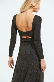 Sosandar Black Stripe Crossover Back Midi Dress - Image 6 of 6