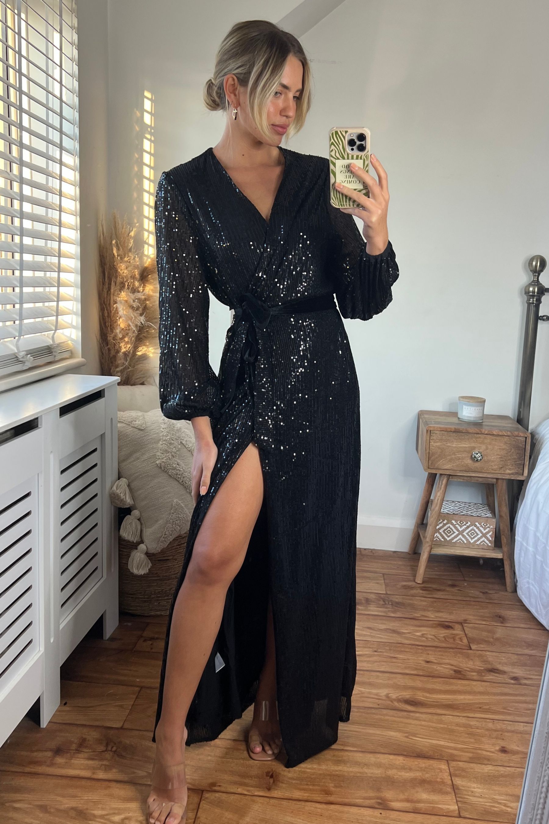 Buy Style Cheat Black Sequin Wrap Maxi Dress from Next Luxembourg