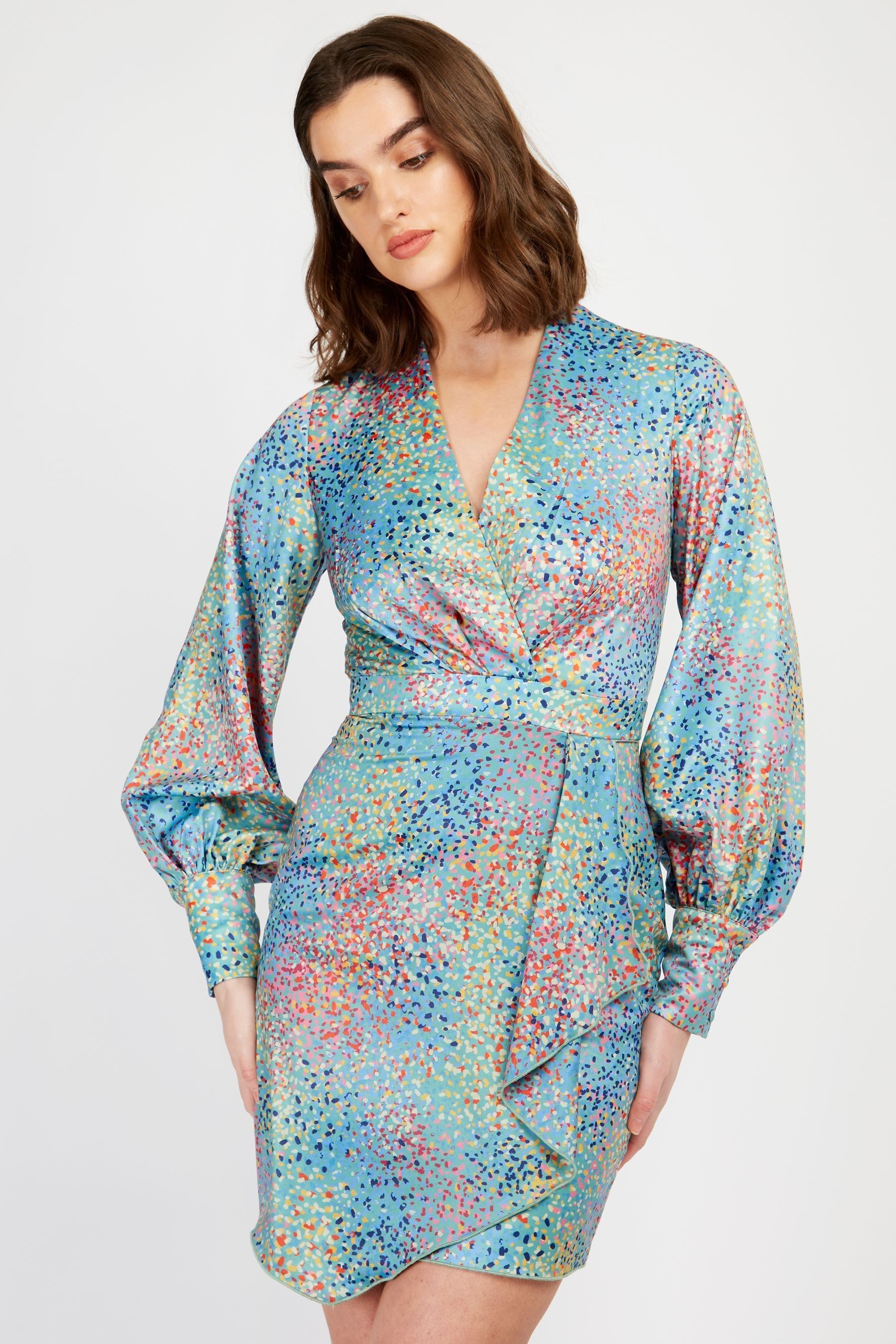 Buy Little Mistress Blue Multi Spot Print Mini Midi Dress from Next Luxembourg