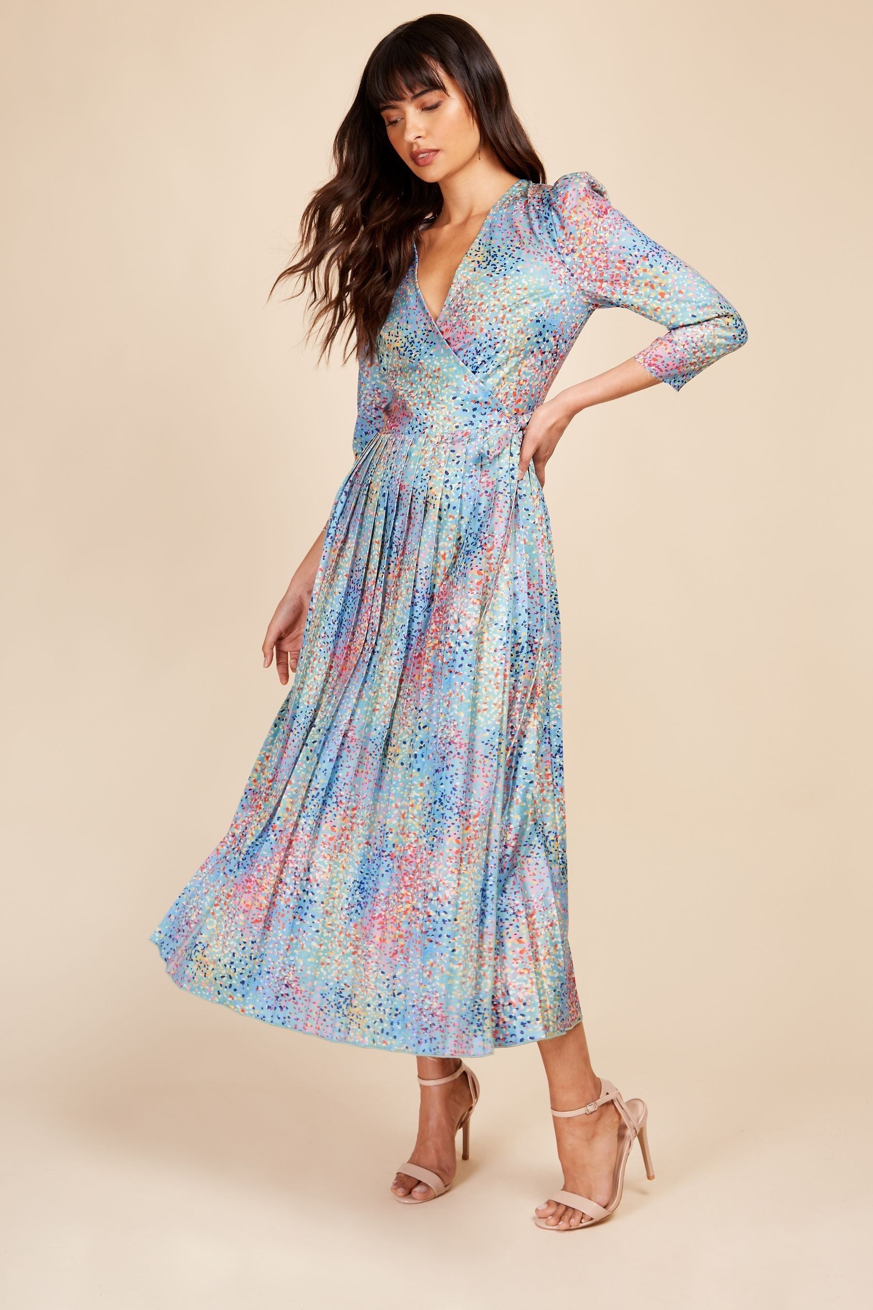 Buy Little Mistress Blue Multi Spot Midaxi Dress from Next Luxembourg