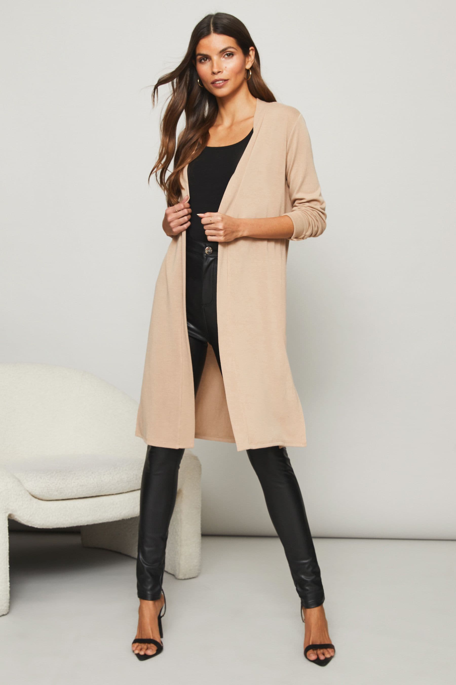 Buy Lipsy Camel Longline Cardigan from Next Luxembourg
