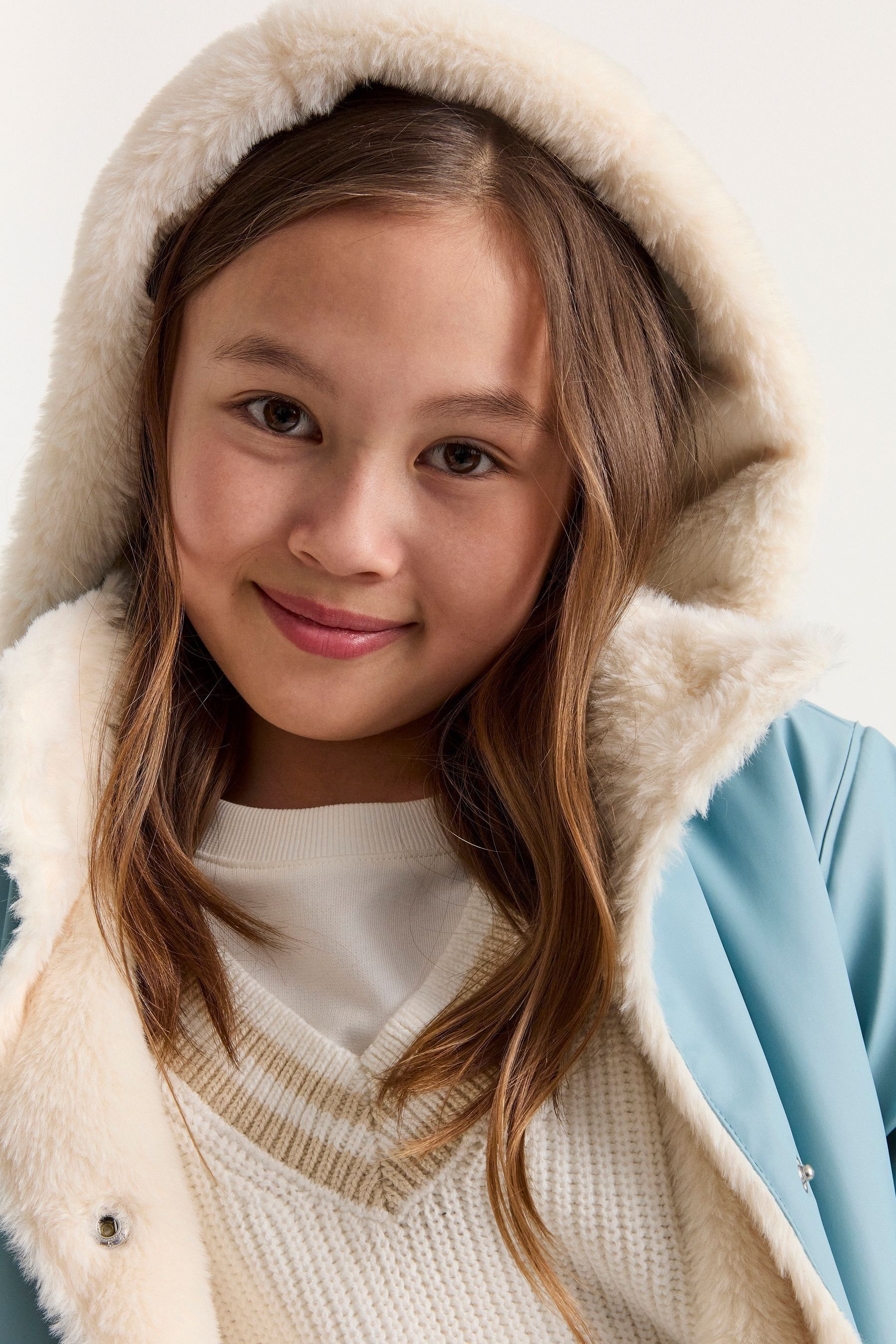 Buy Lindex Blue Raincoat with Fur Lining from Next Luxembourg