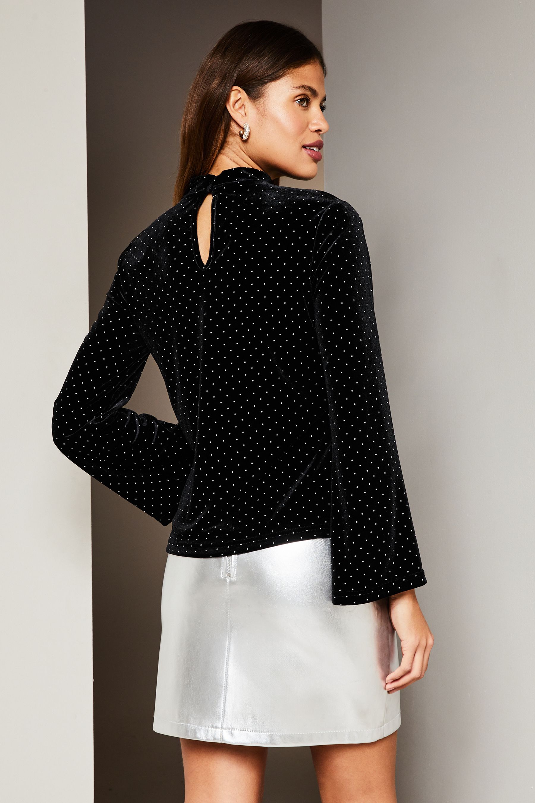Buy Lipsy Black Flare Sleeve High Neck Blouse from Next Luxembourg
