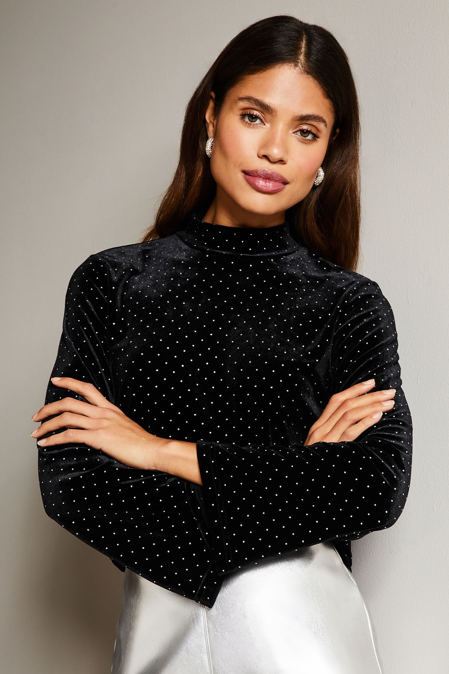 Buy Lipsy Black Flare Sleeve High Neck Blouse from Next Luxembourg
