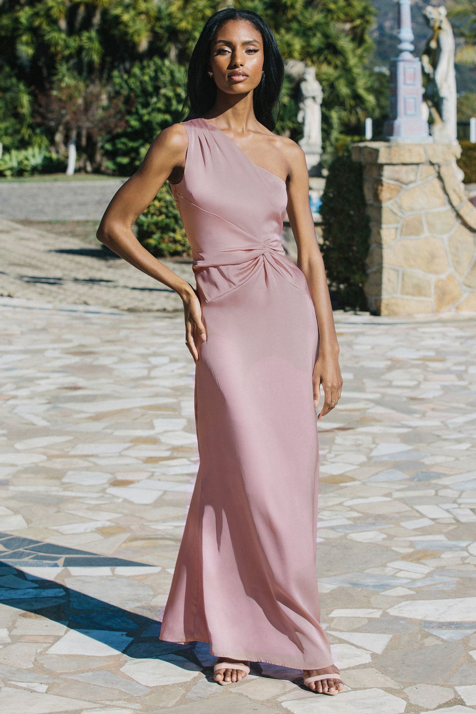 Buy Lipsy Dusty Rose One Shoulder Knot Front Maxi Dress from Next Austria
