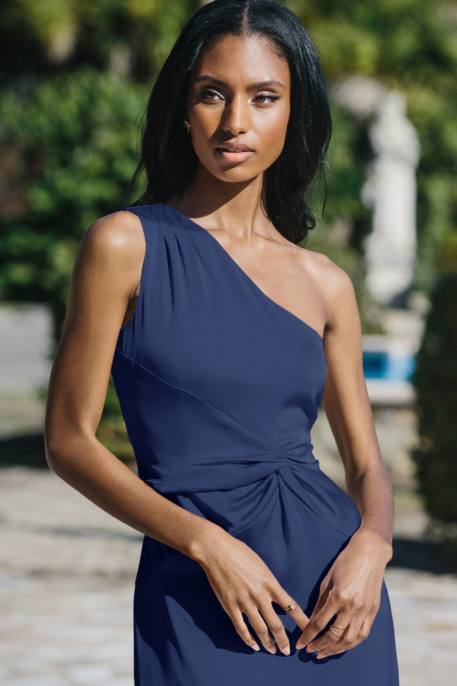 Buy Lipsy Navy One Shoulder Knot Front Maxi Dress from Next Belgium