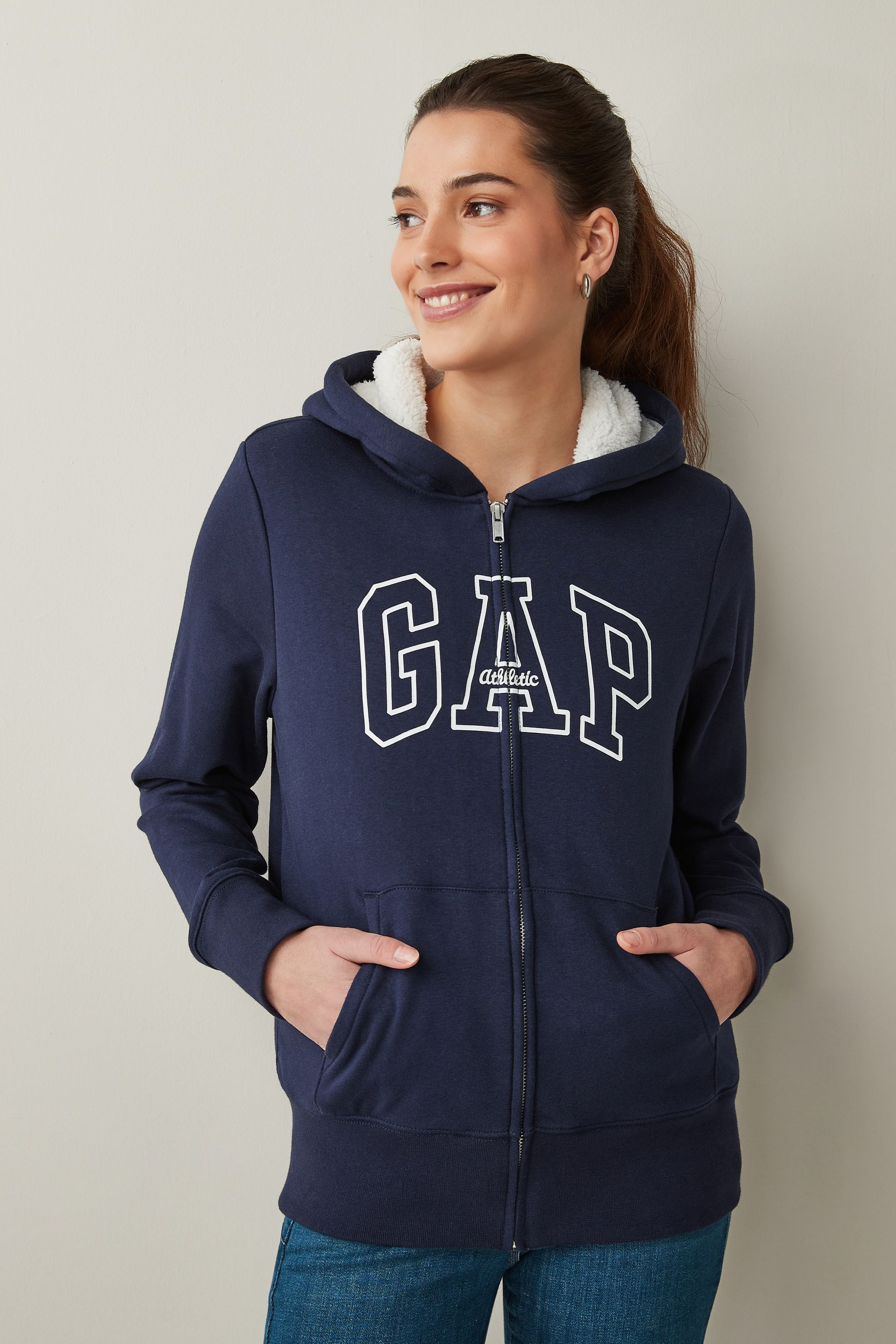 Gap sherpa hoodie women's sale