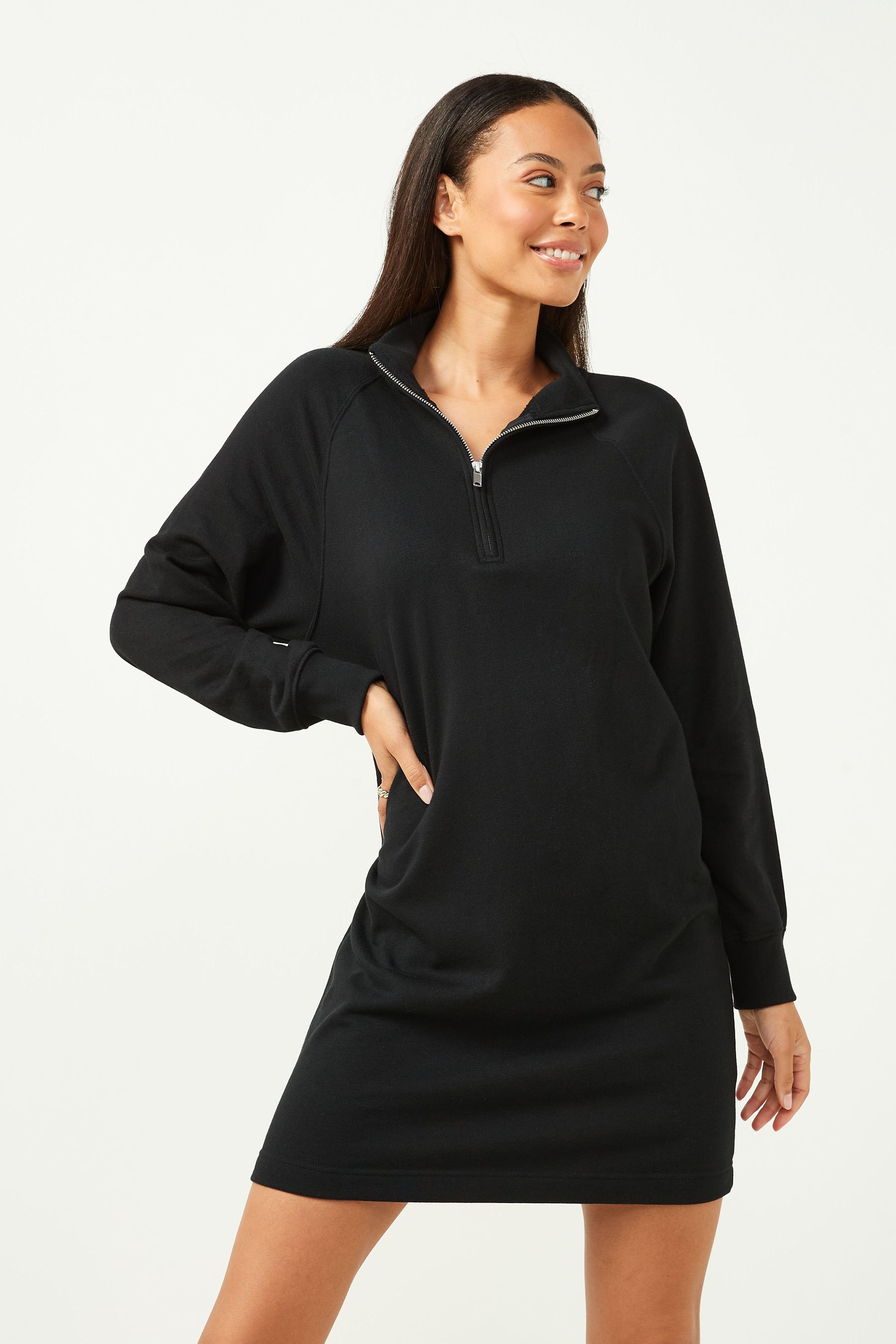 Buy Gap Black Quarter Zip Sweatshirt Dress from Next Luxembourg