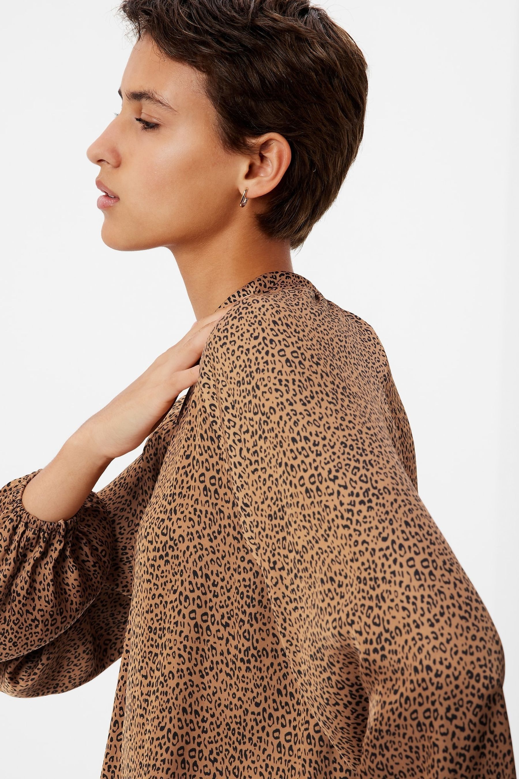 Buy Gap Leopard Print Satin Mock Neck Blouse from Next Luxembourg