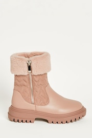 Lipsy Pink Flat Faux Fur Trim Ankle Boot - Image 2 of 3