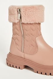 Lipsy Pink Flat Faux Fur Trim Ankle Boot - Image 3 of 3