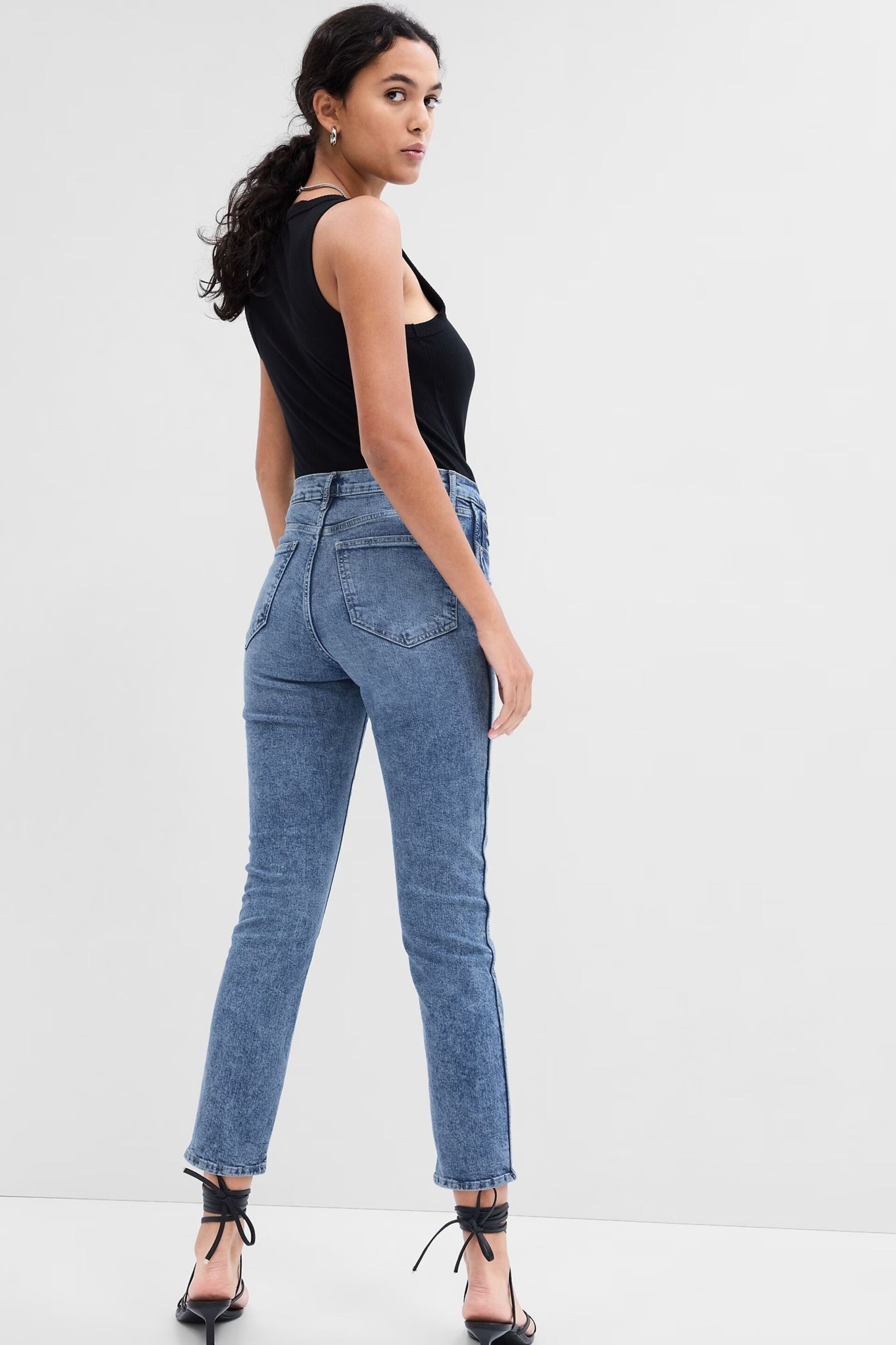 Gap Mid Wash Blue Vintage Slim High Waisted Jeans - Image 4 of 8