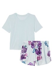 Victoria's Secret Ballad Blue Gorgeous Floral Modal Satin Short Pyjamas - Image 3 of 3