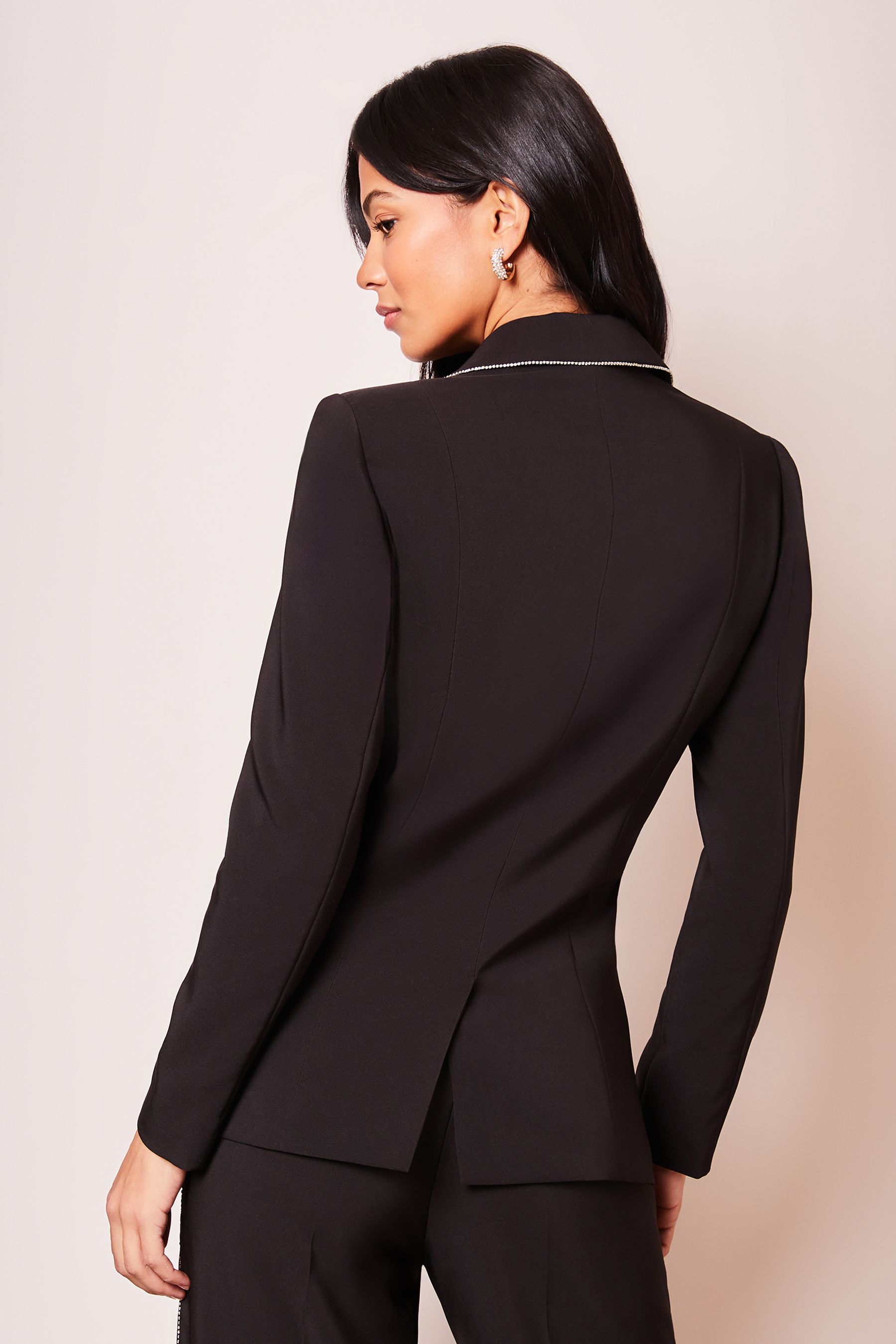 Buy Lipsy Black Rhinestone Tailored Single Breasted Blazer from Next Luxembourg