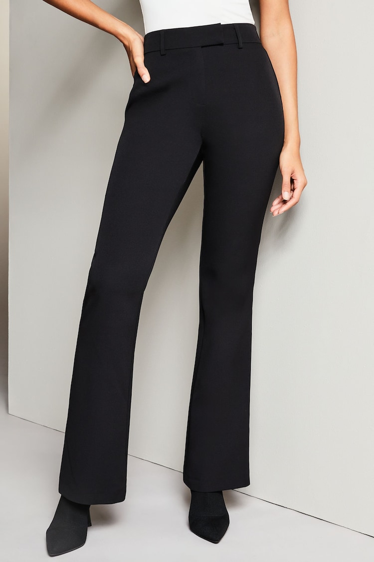 Lipsy Black Petite Smart Bootleg Kick Flare Trousers - Image 1 of 4