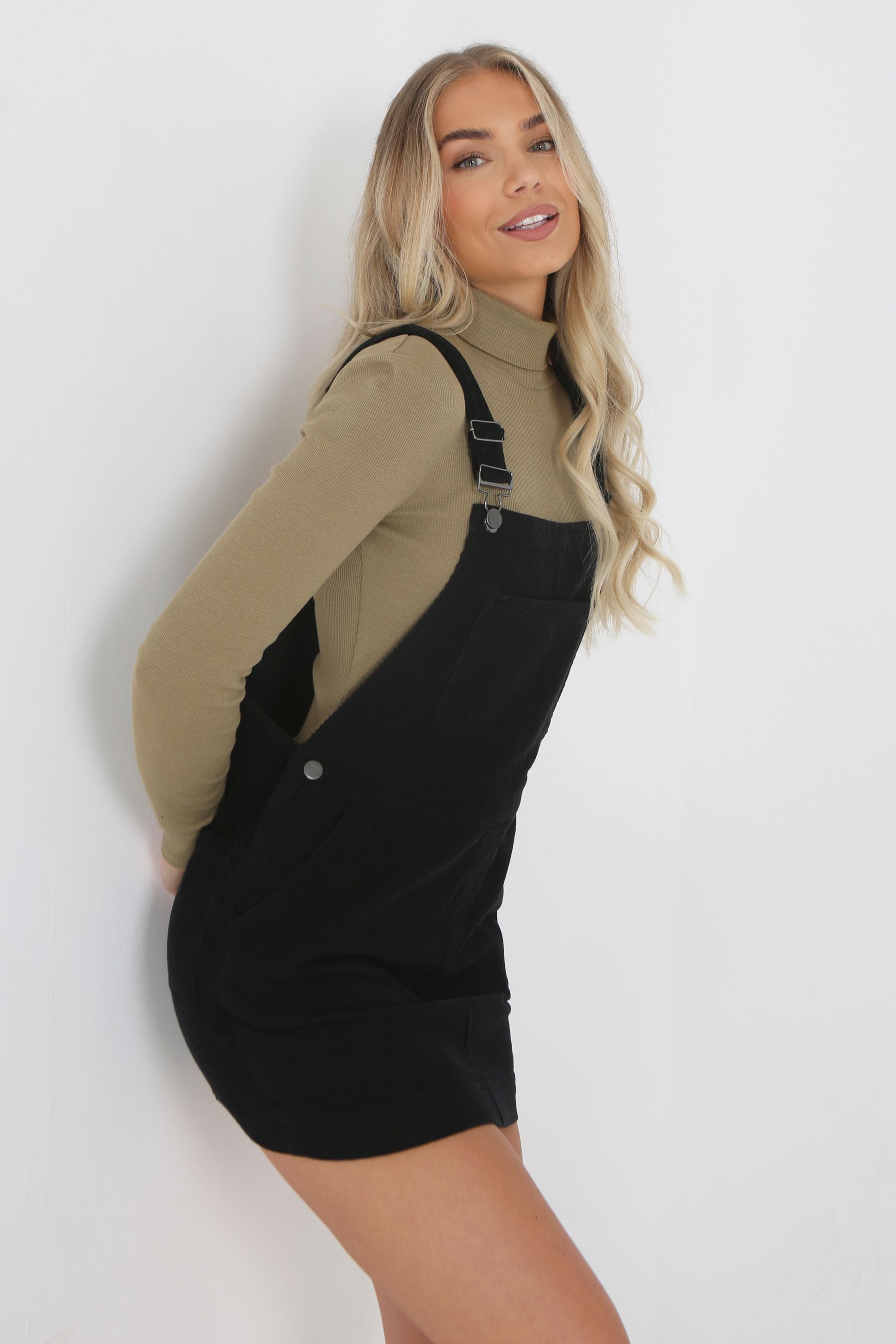 Buy Brave Soul Black Corduroy Dungaree Style Mini Dress from Next Luxembourg