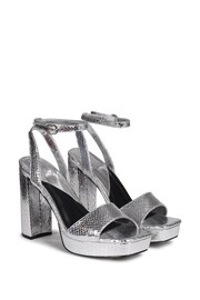 Linzi Silver Lizard Gloria Platform Heeled Sandal With Wrap Around Ankle Strap - Image 4 of 5