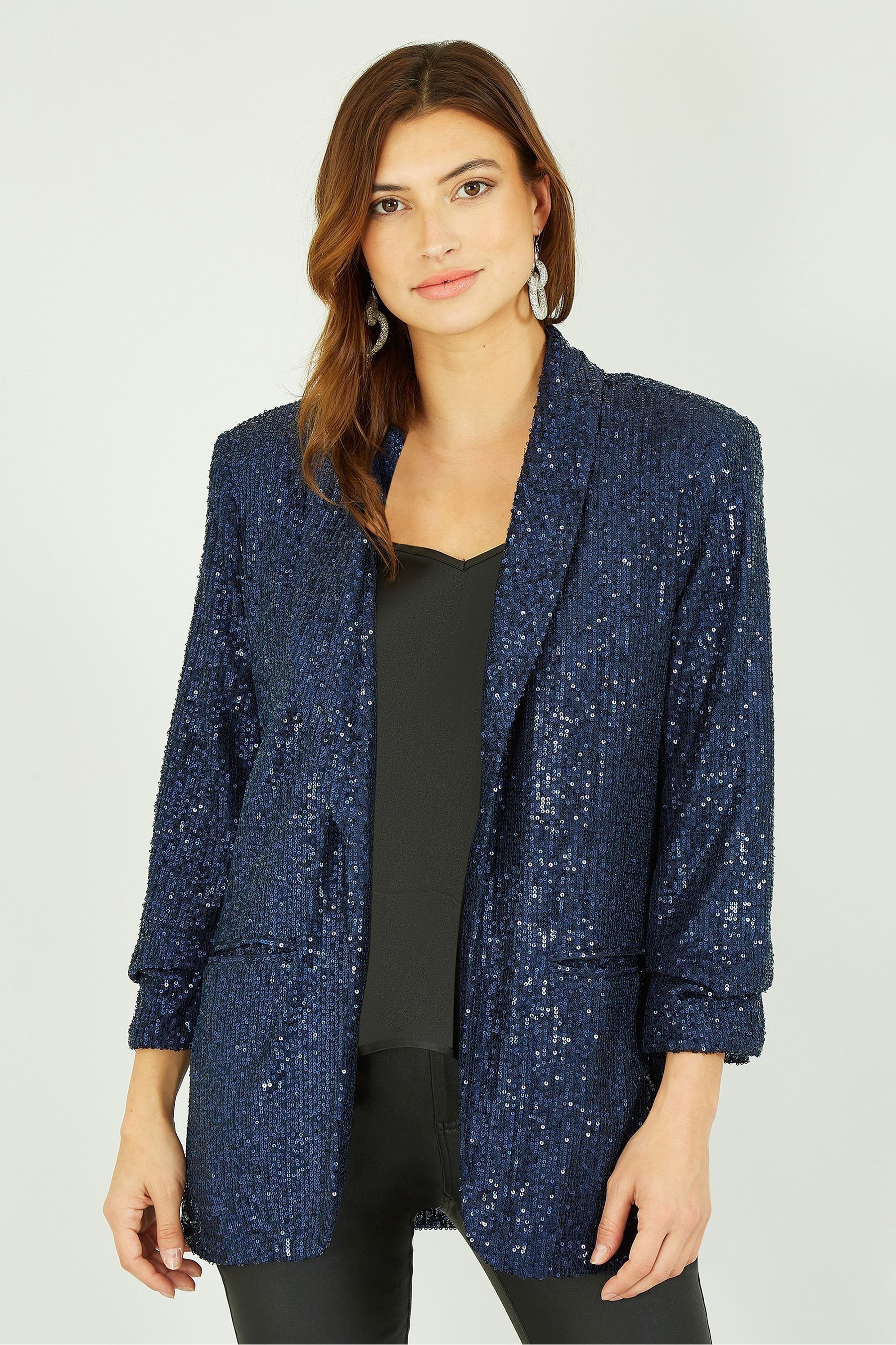 Blue sequin blazer outlet
