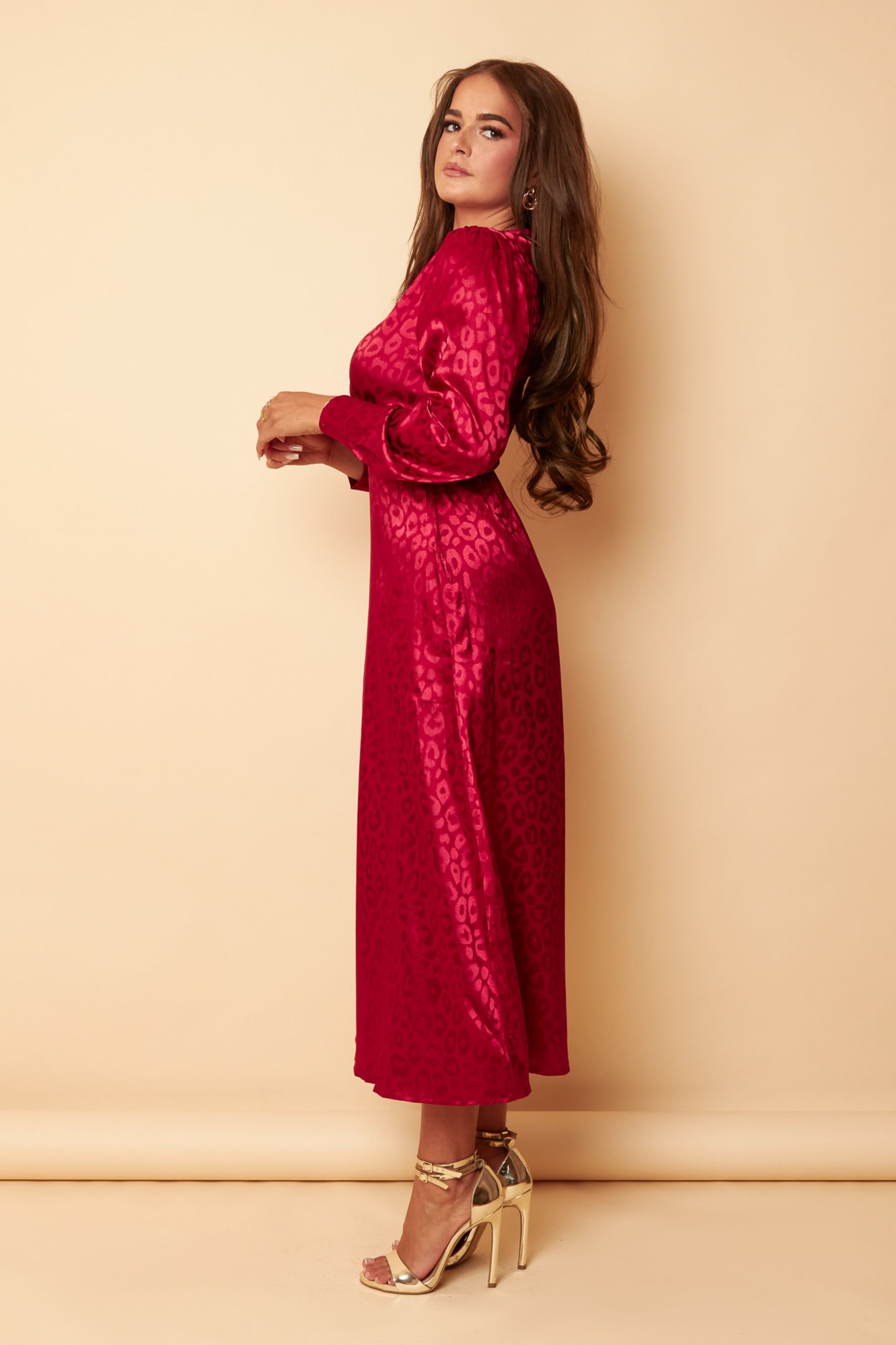 Buy Girl In Mind Red Regular Ashanti Long Sleeve Leg Split Midi Dress from Next Austria