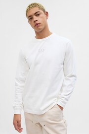 Gap White Logo Crew Neck Long Sleeve T-Shirt - Image 1 of 1