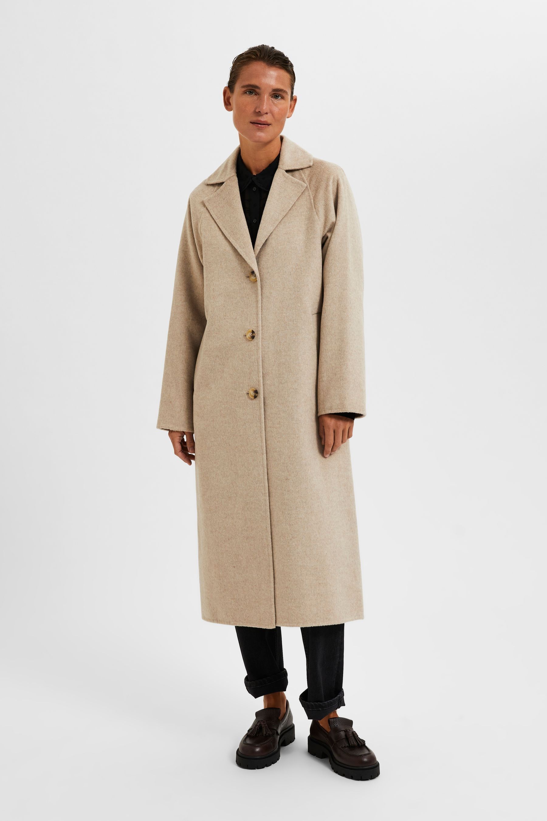 Buy Selected Femme Stone Longline Tailored Coat With Recyled Wool from Next Latvia
