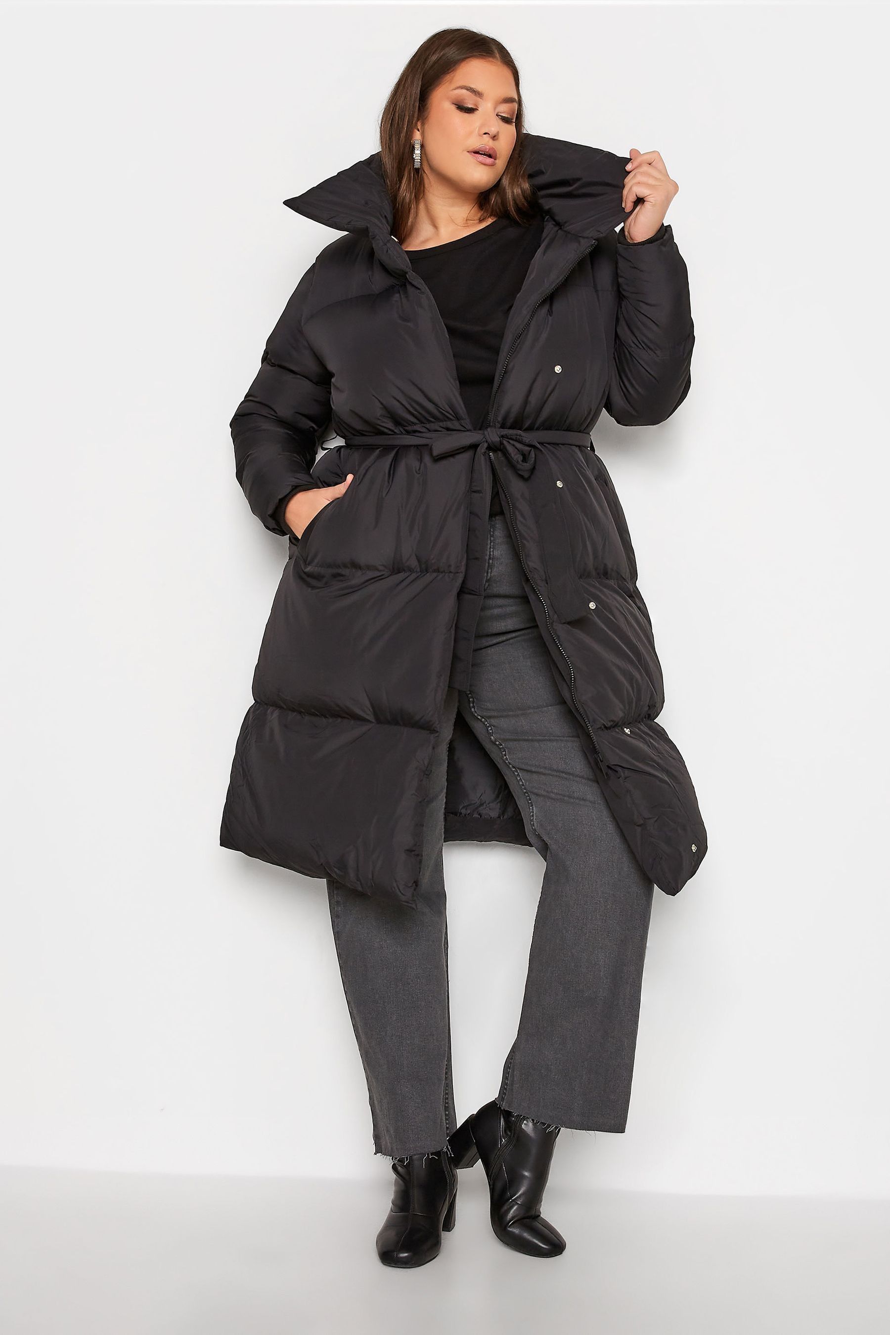 Buy Yours Curve Black Belted Wrap Puffer Coat from Next Luxembourg