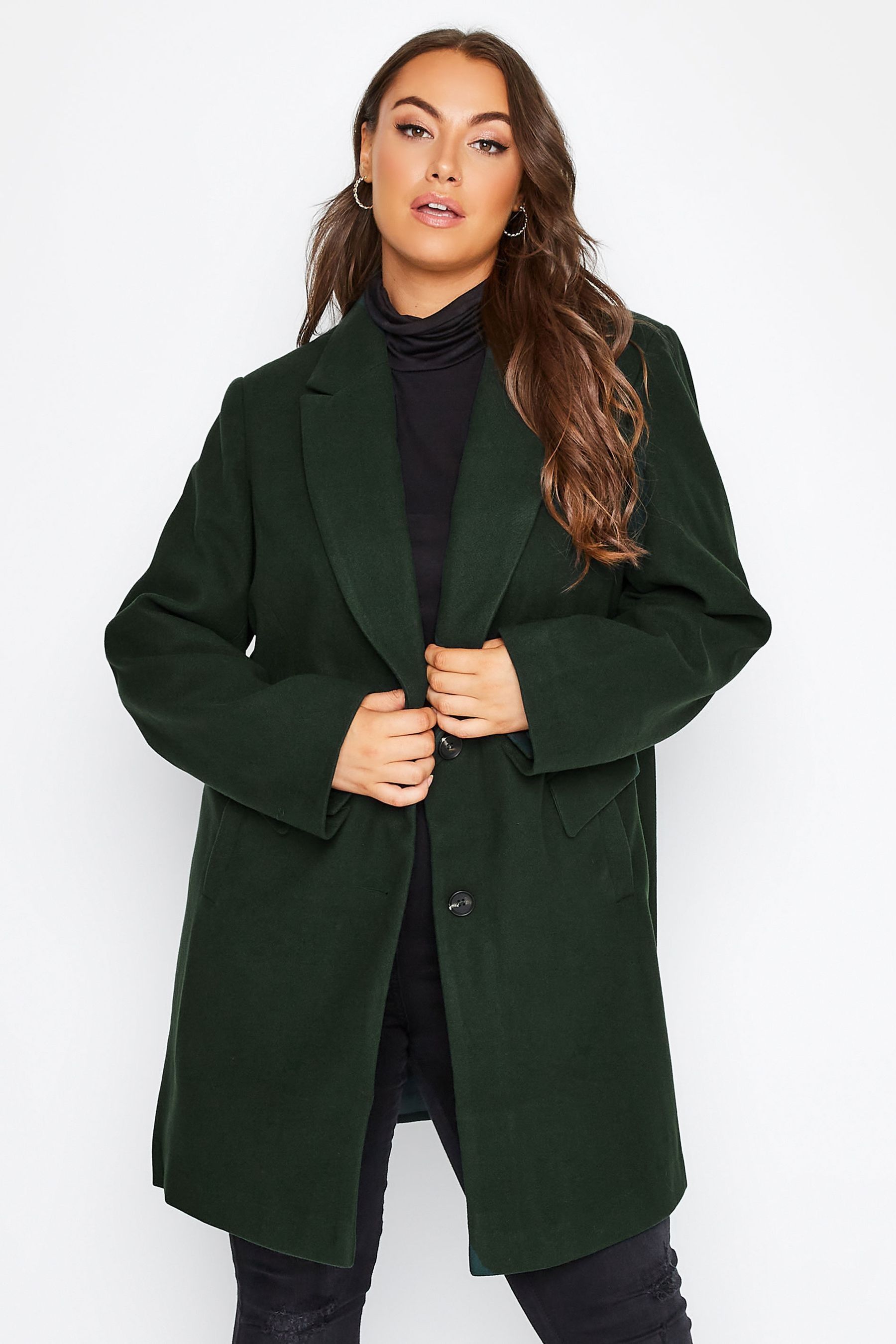 Buy Yours Curve Green Midi Coat from Next Luxembourg