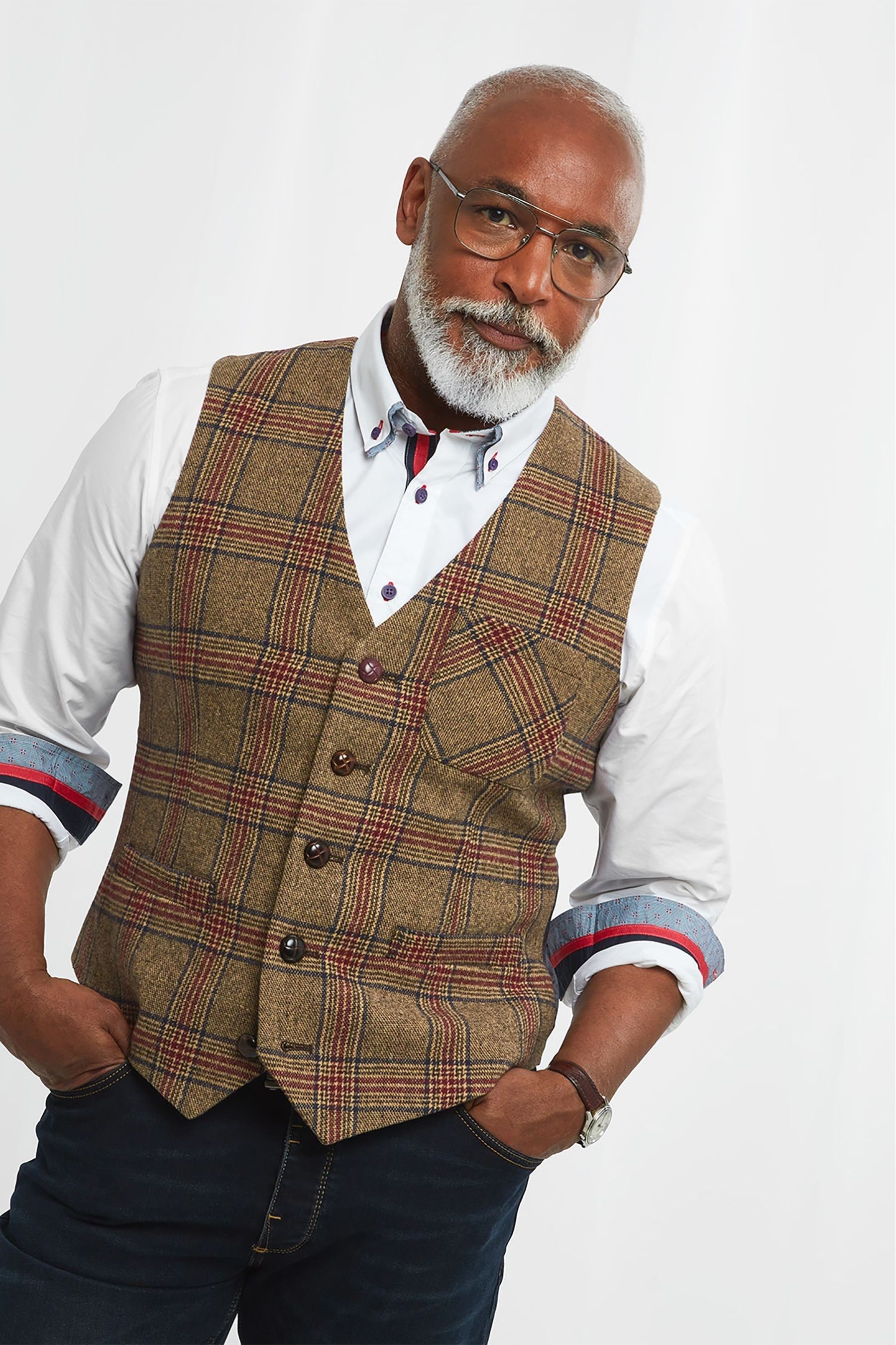 Tweed check waistcoat sale