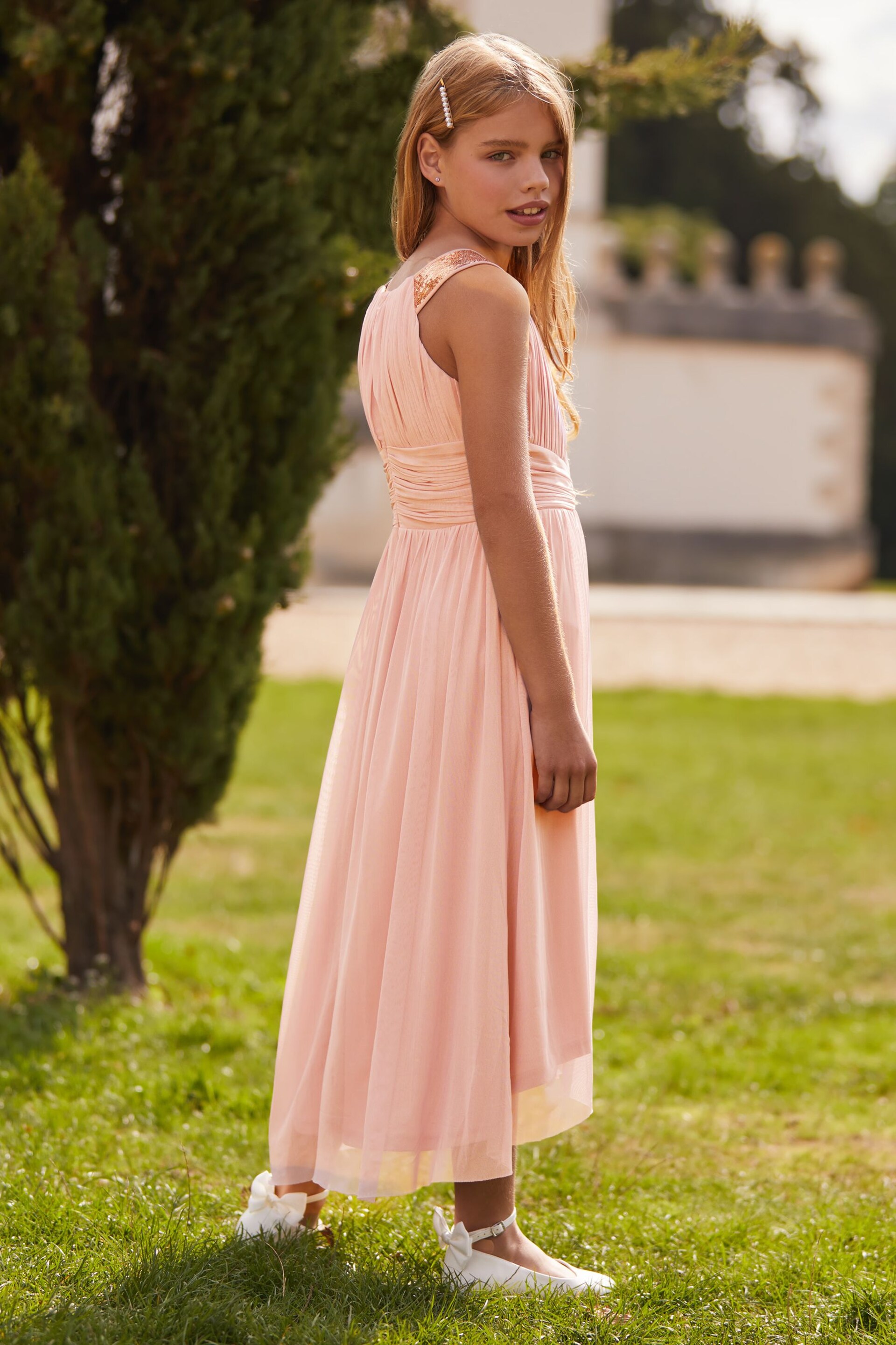 Lipsy Pink Embellished Strap Midi Occasion Dress - Image 2 of 3