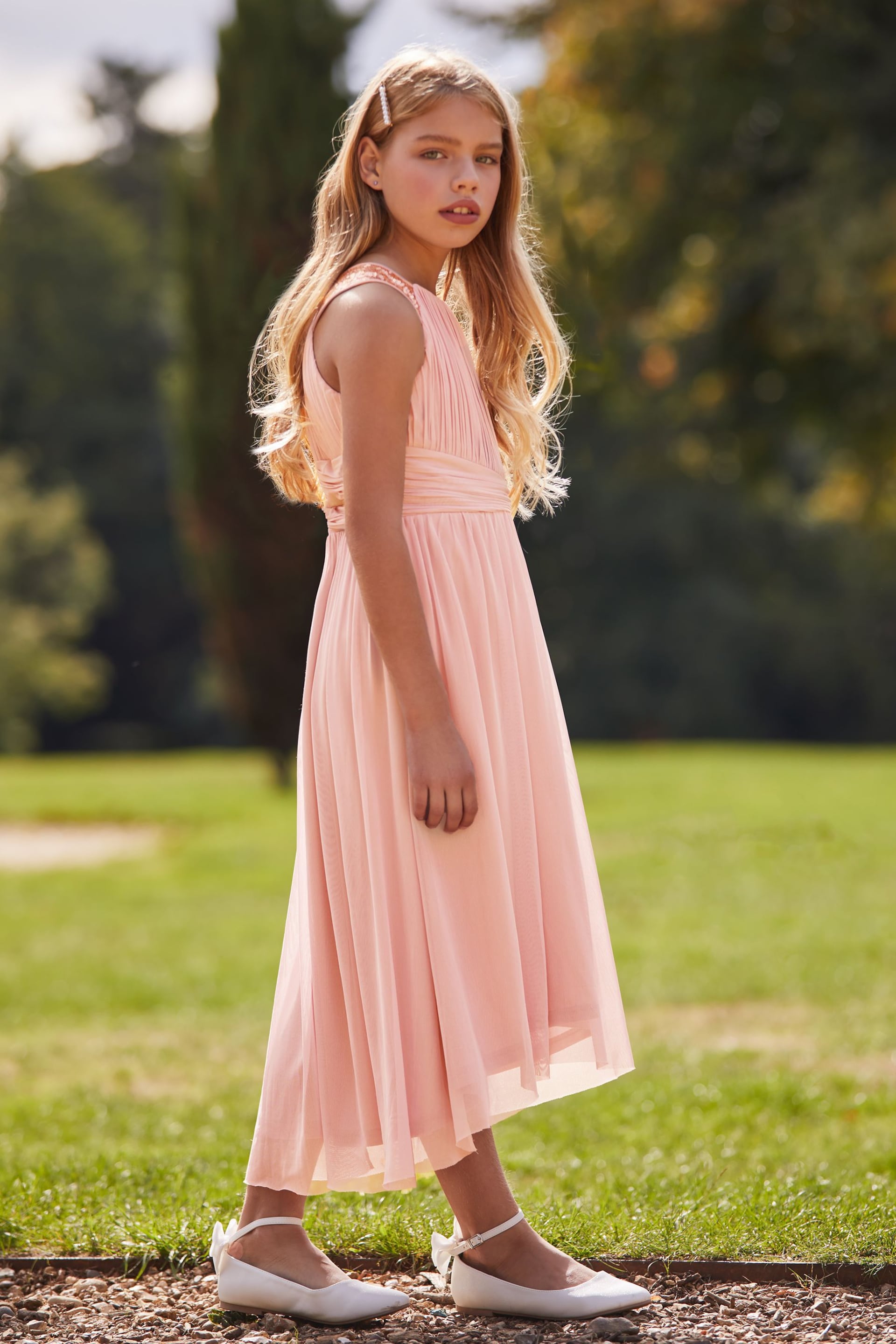 Lipsy Pink Embellished Strap Midi Occasion Dress - Image 3 of 3